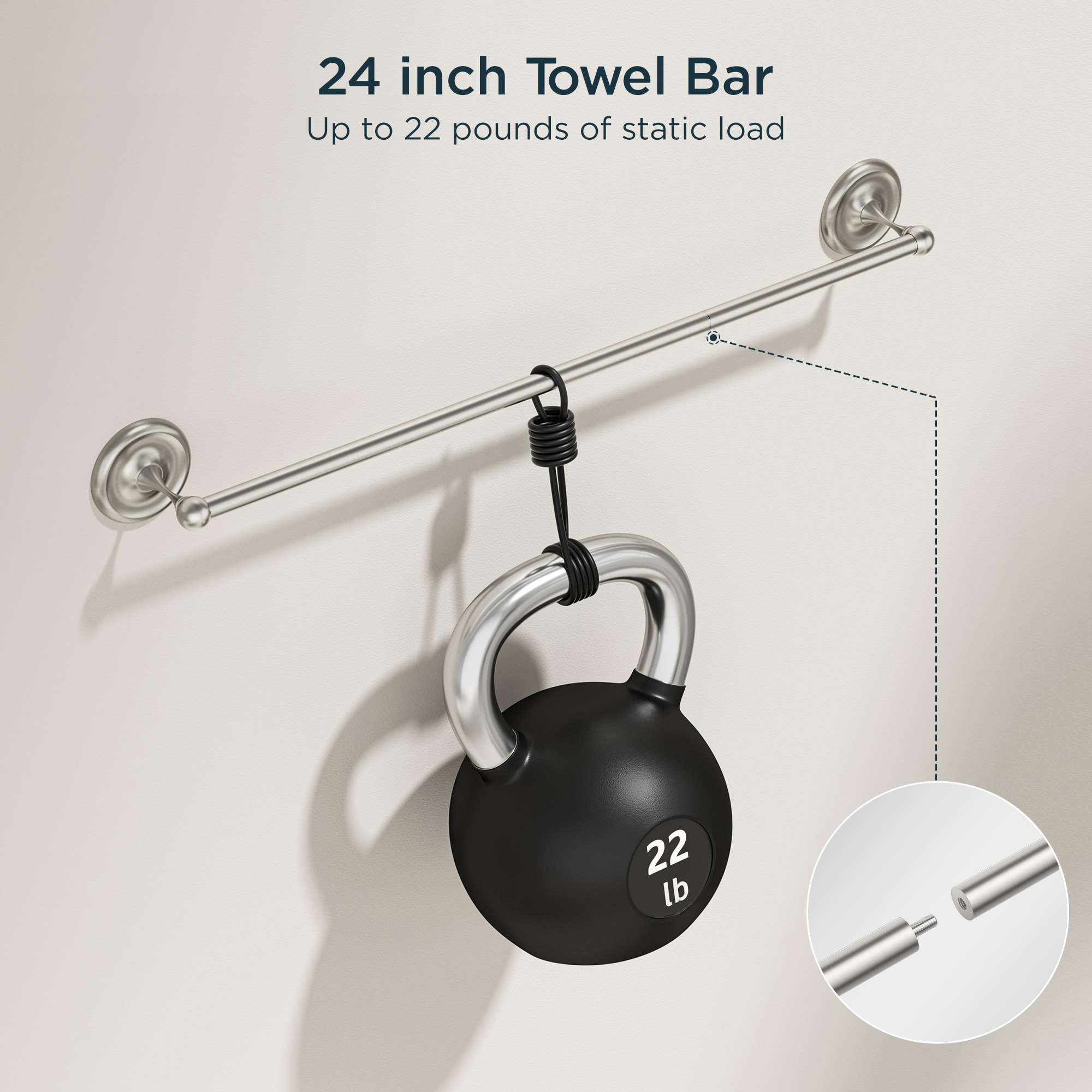 Juego de Hardware Decorativo para Baño de 3 Piezas en Niquel Cepillado FORIOUS - Barra para Toallas, Porta Papel Higiénico y Argolla para Toallas, Incluidos.
