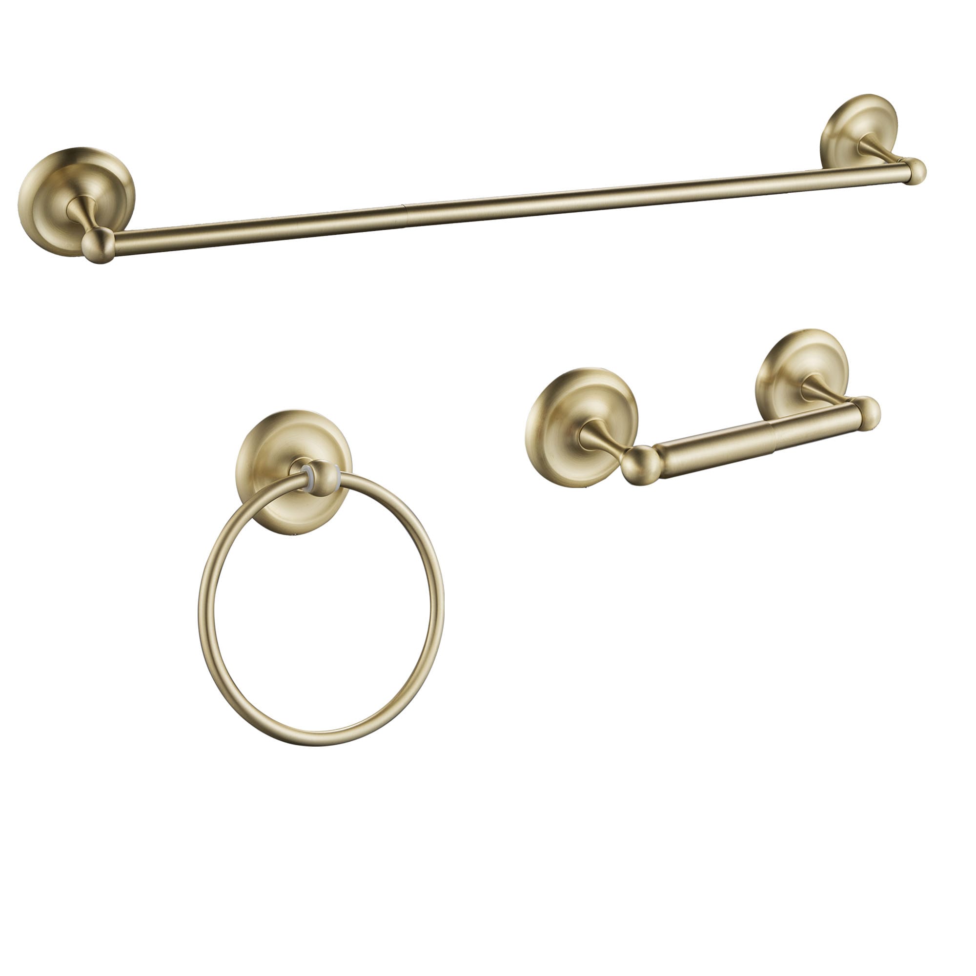 Juego de Accesorios de Baño Decorativos en Dorado de 3 Piezas FORIOUS: Barra de Toallas, Porta Papel Higiénico y Anillo para Toallas - Incluido LL19101G3A