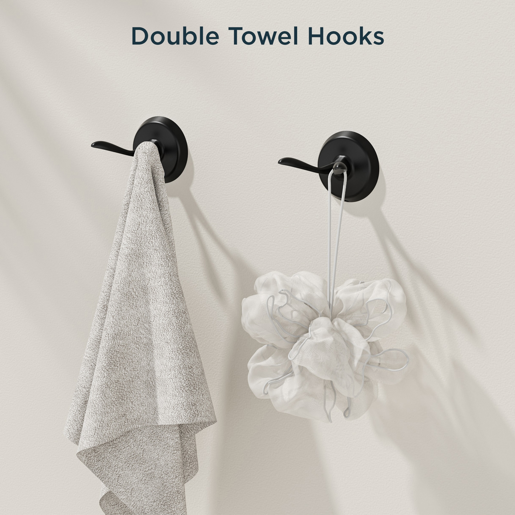 juego de accesorios de baño decorativos en negro mate de 4 piezas FORIOUS: barra de toallas, porta papel higiénico, argolla de toallas, gancho para batas incluido LL19102B4A