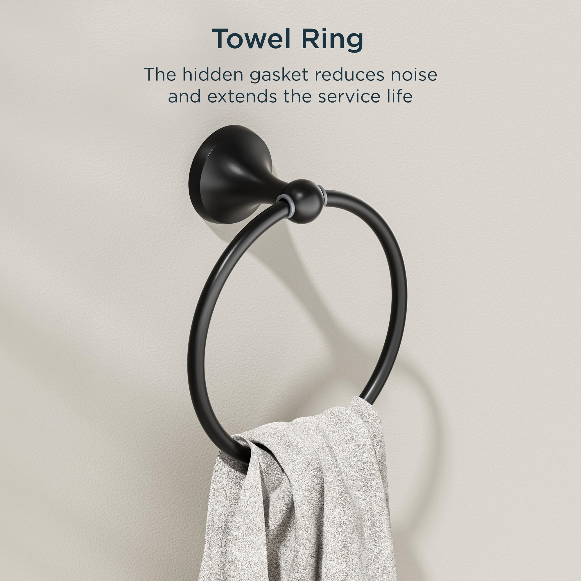 juego de accesorios de baño decorativos en negro mate de 4 piezas FORIOUS: barra de toallas, porta papel higiénico, argolla de toallas, gancho para batas incluido LL19102B4A