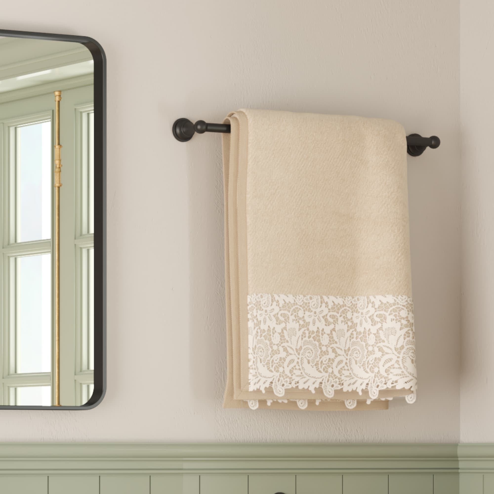 Juego de accesorios de baño decorativos en negro mate de 3 piezas FORIOUS - Barra de toallas, portarrollos de papel higiénico y anilla para toallas incluidos LL19103B3A