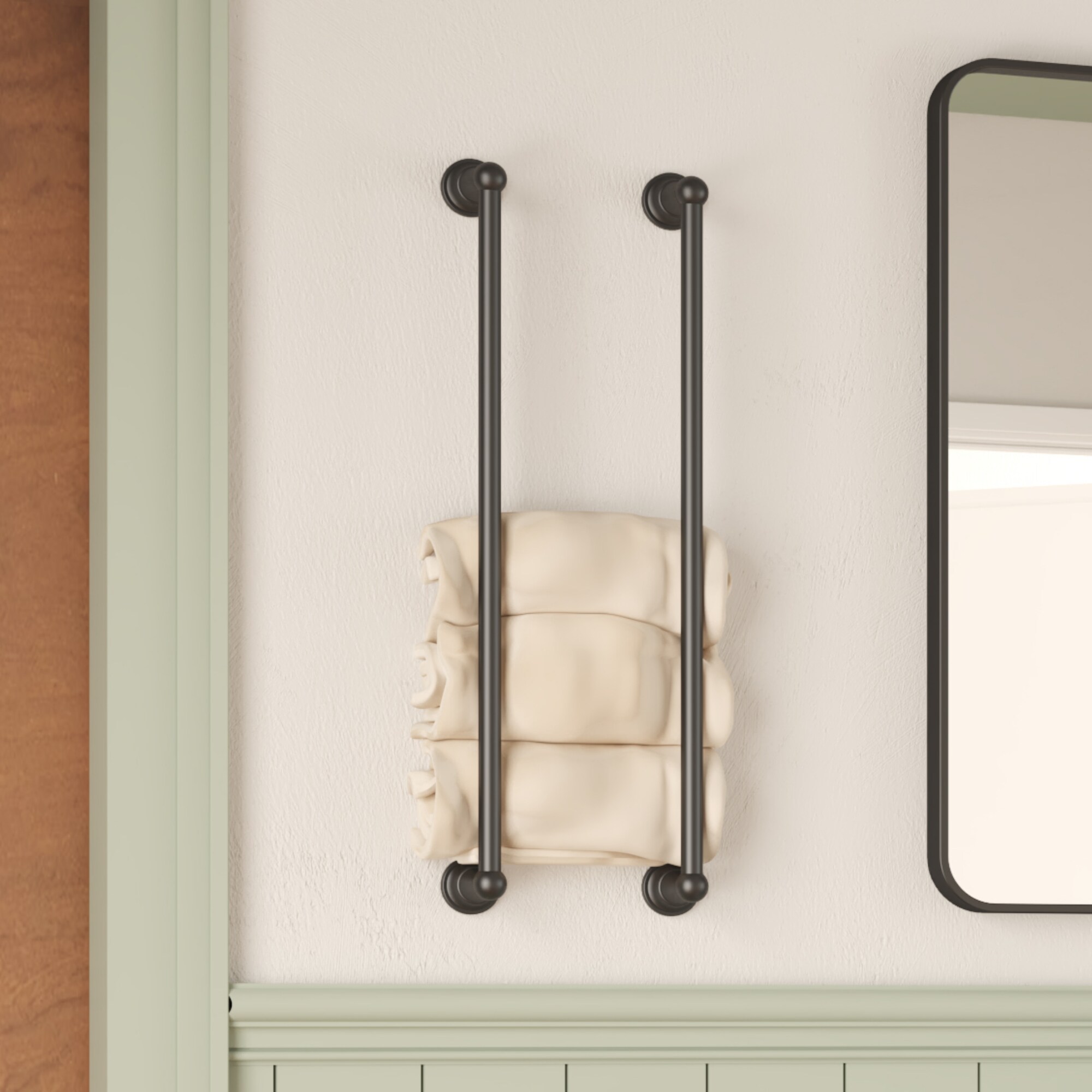 Juego de accesorios de baño decorativos en negro mate de 3 piezas FORIOUS - Barra de toallas, portarrollos de papel higiénico y anilla para toallas incluidos LL19103B3A