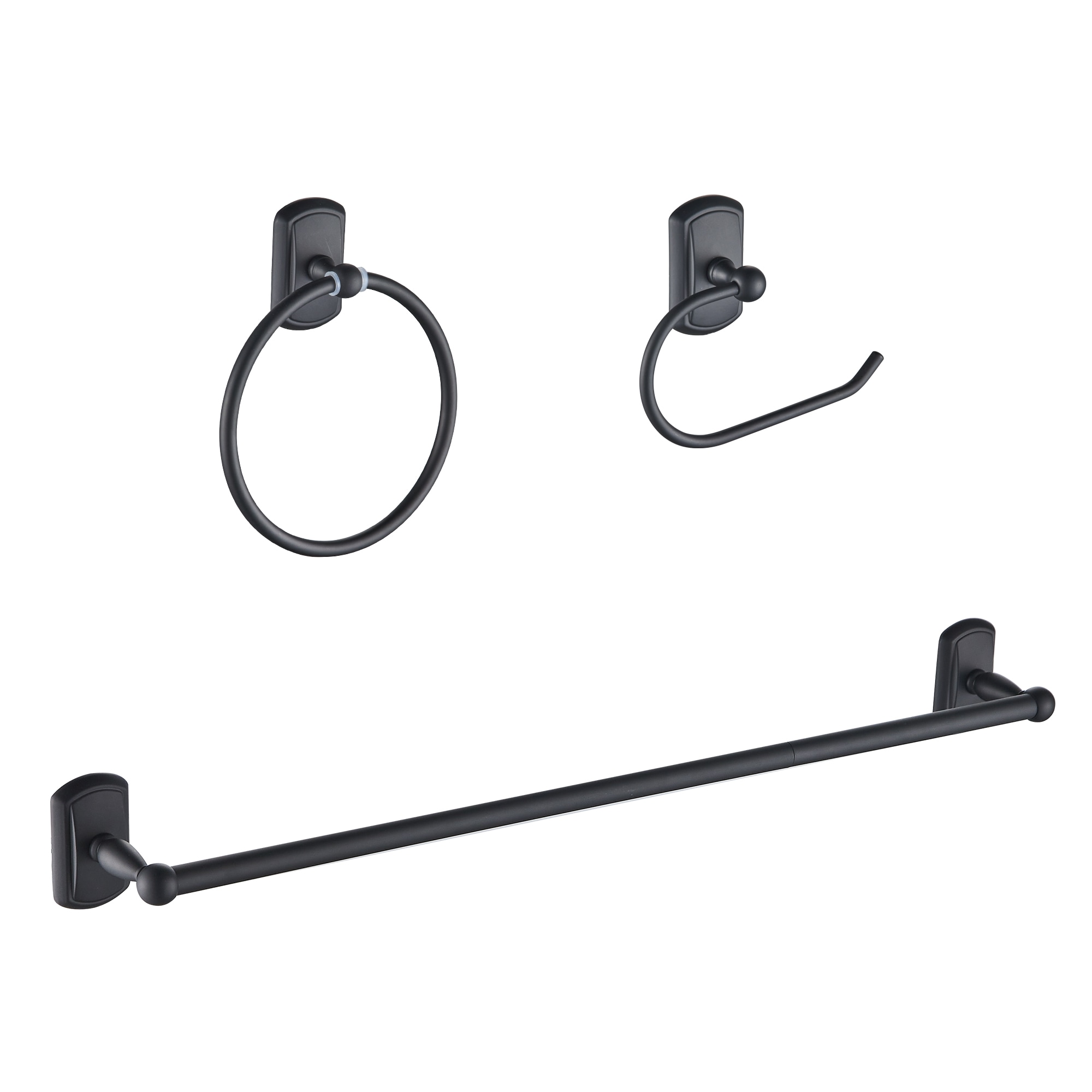 Juego de accesorios de baño decorativos de 3 piezas en negro mate: Barra para toallas, porta papel higiénico y argolla para toallas, incluido LL19104B3A