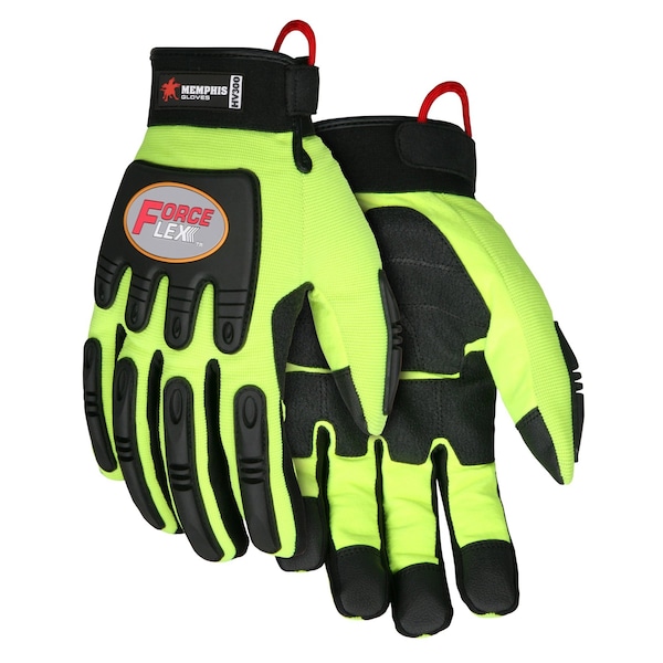 Guantes de Seguridad Mcr, ForceFlex Multi-Task Alta Visibilidad Lime con Agarre de PU, XXL - HV300XXL.