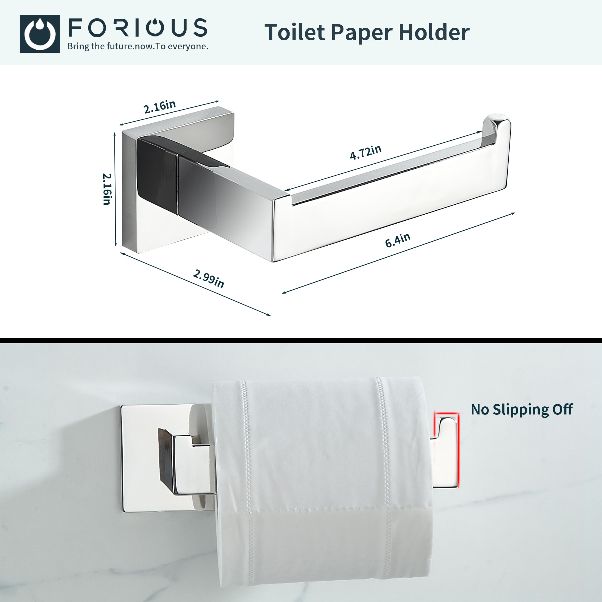 Juego de accesorios decorativos para baño de cromo de 4 piezas de FORIOUS, que incluye barra de toallas, portarrollos de papel y gancho para batas LL19002CH4A.
