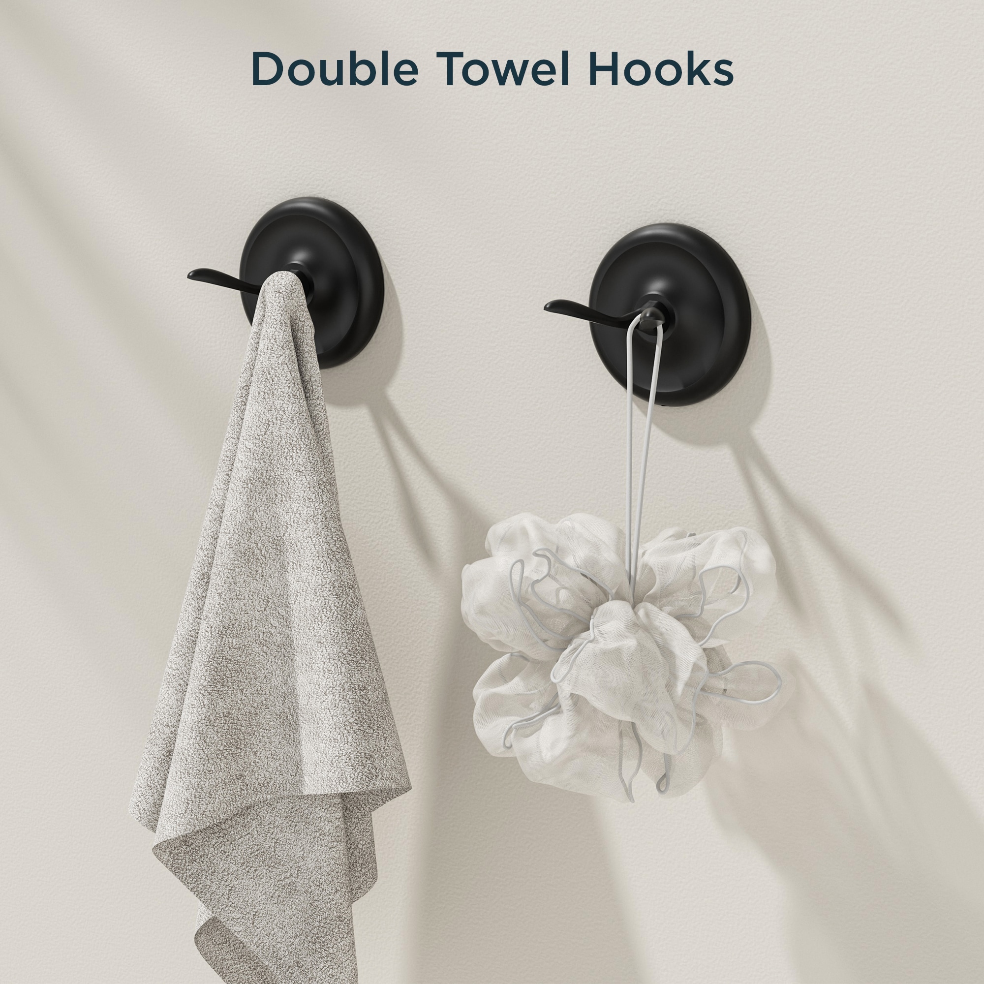 Juego de 4 Piezas de Accesorios de Baño Decorativos en Negro Mate de FORIOUS: Barra para Toallas, Porta Papel Higiénico, Argolla para Toallas, Gancho para Batas Incluidos LL19101B4A