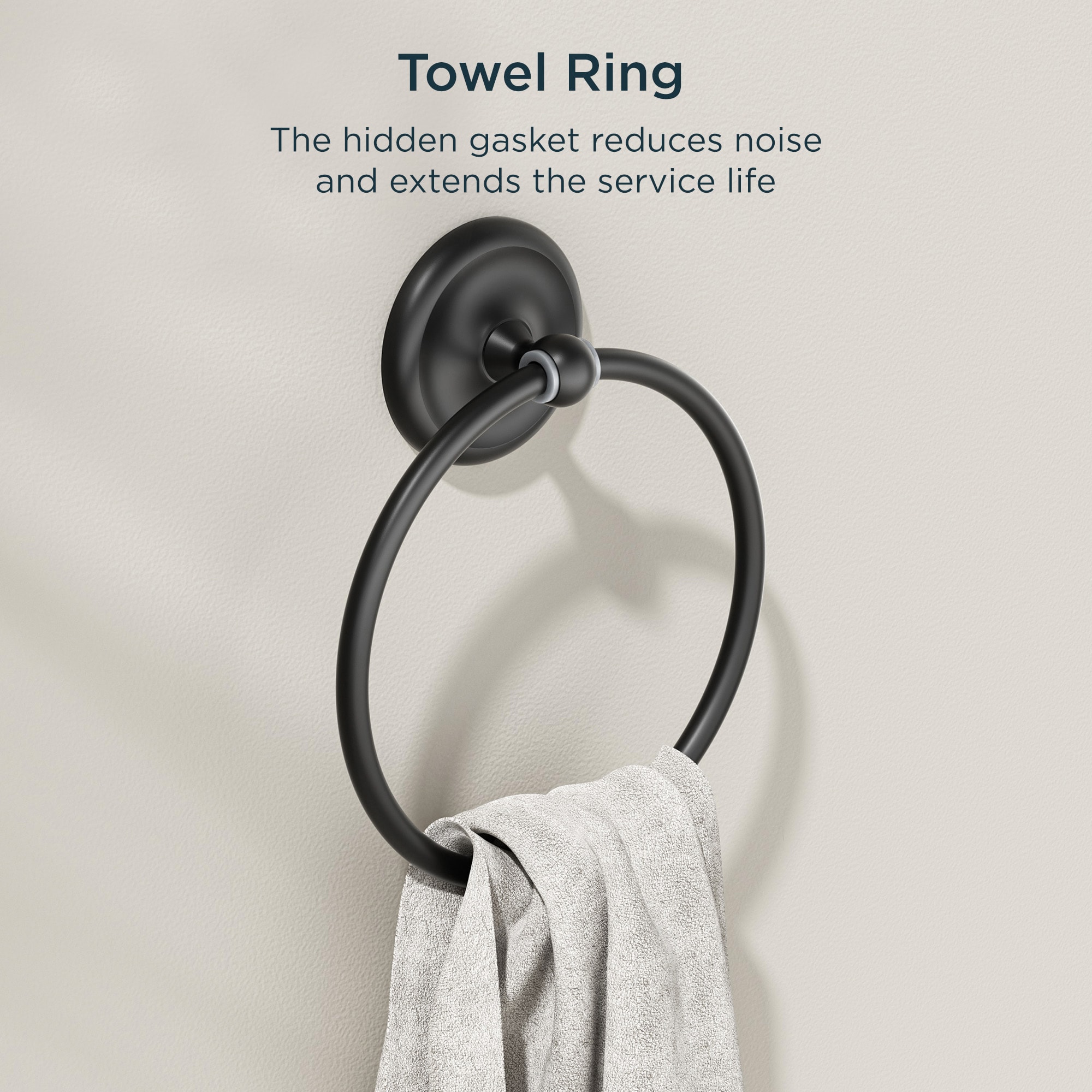 Juego de 4 Piezas de Accesorios de Baño Decorativos en Negro Mate de FORIOUS: Barra para Toallas, Porta Papel Higiénico, Argolla para Toallas, Gancho para Batas Incluidos LL19101B4A