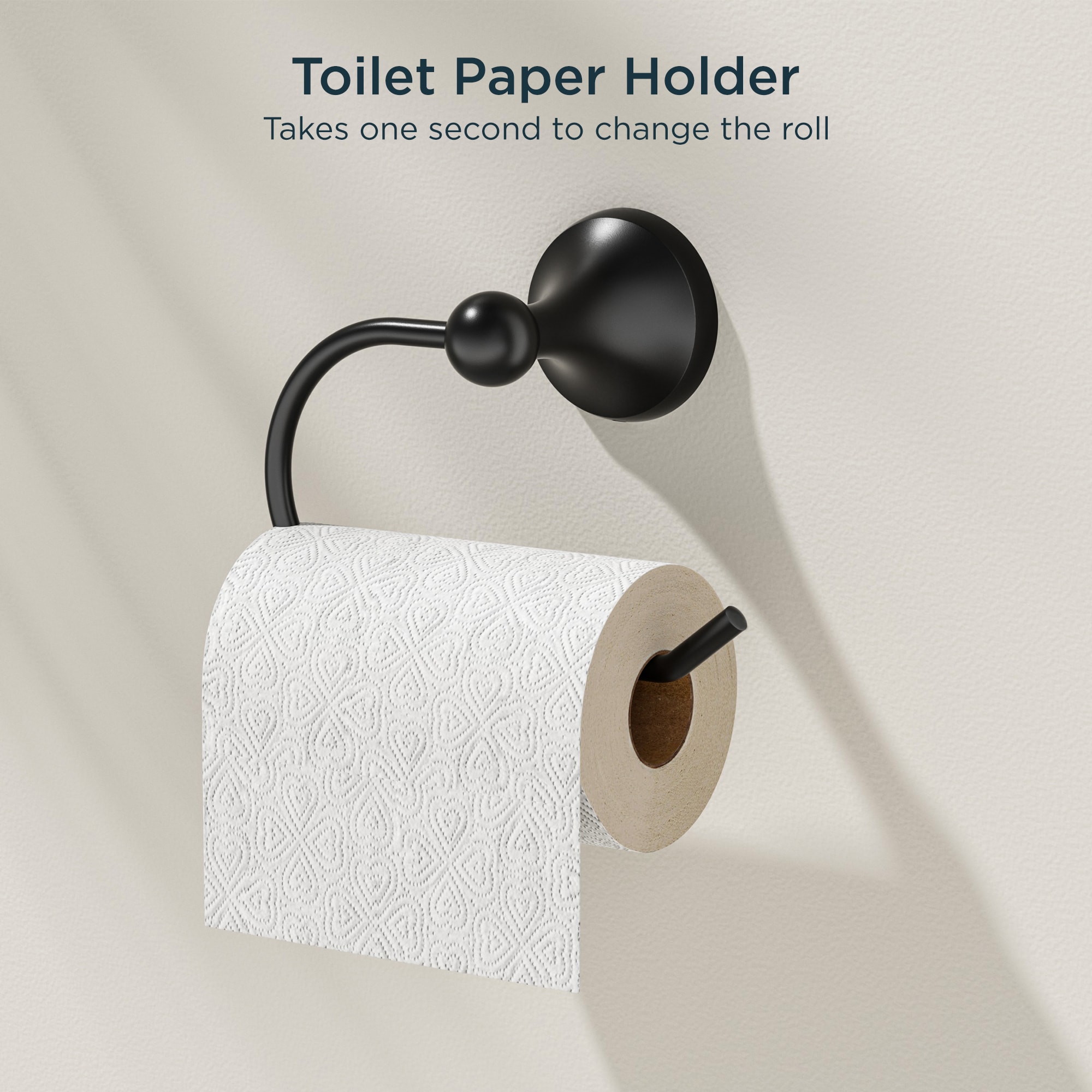 Juego de 3 piezas de hardware decorativo para baño en negro mate - Barra de toalla, portarrollos de papel higiénico, y argolla para toalla incluidos LL19102B3A