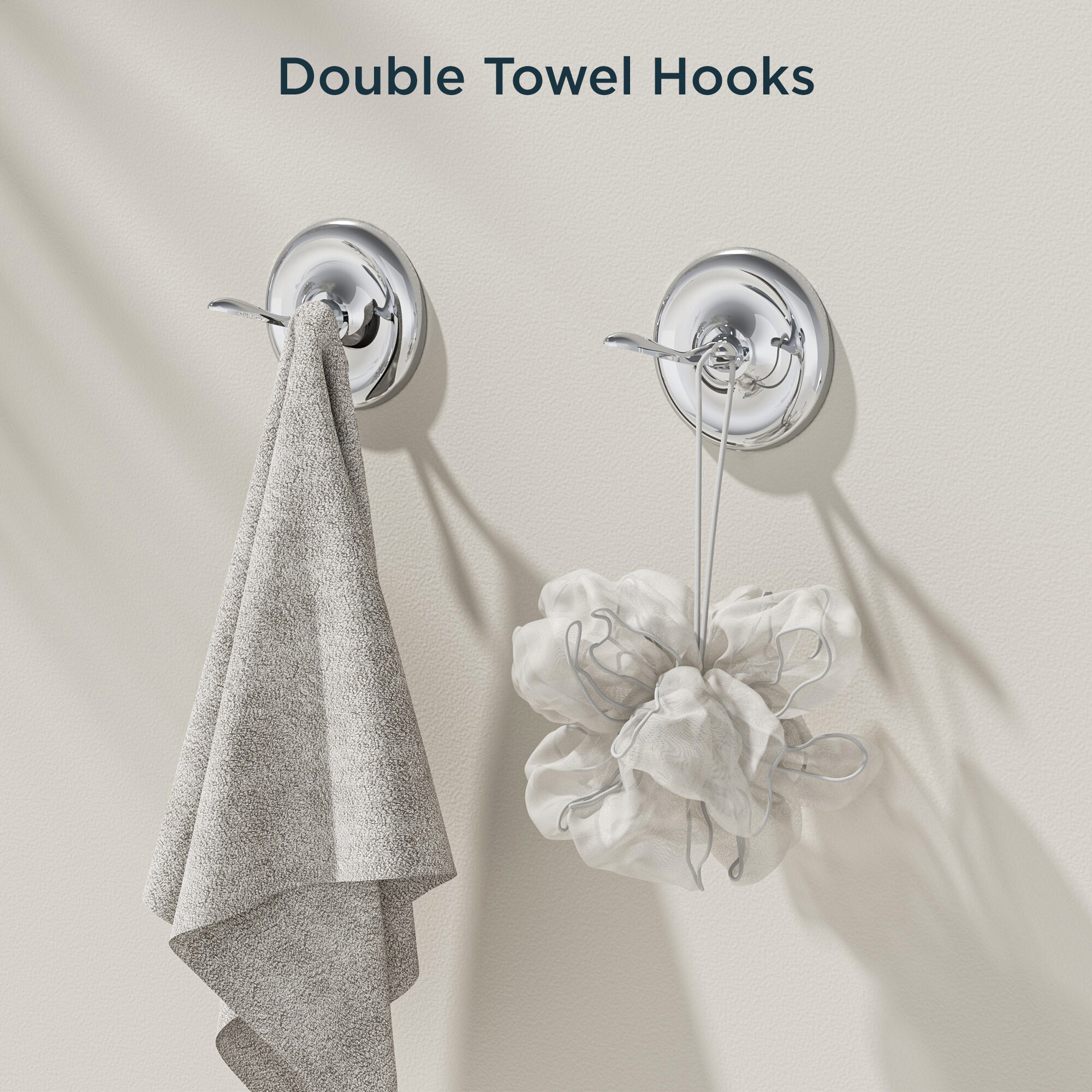 Juego de accesorios decorativos para baño de 4 piezas en cromo - Barra de toalla, porta rollo de papel, argolla para toalla y gancho para batas incluidos LL19101CH4A