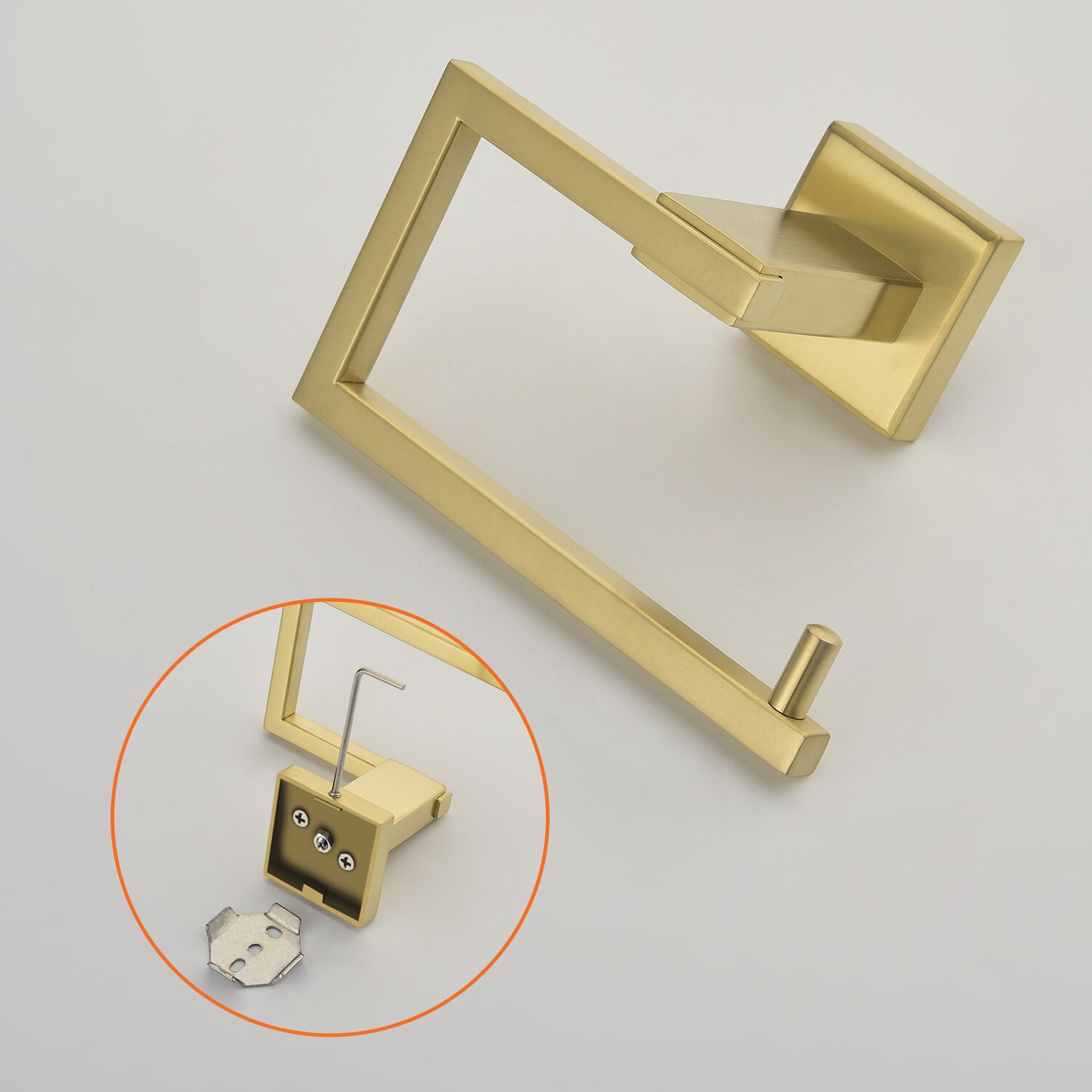 Juego de Accesorios de Baño WELLFOR 4 Piezas en Dorado Cepillado - Incluye Barra de Toalla, Portarrollos, Anillo de Toalla y Gancho para Batas
