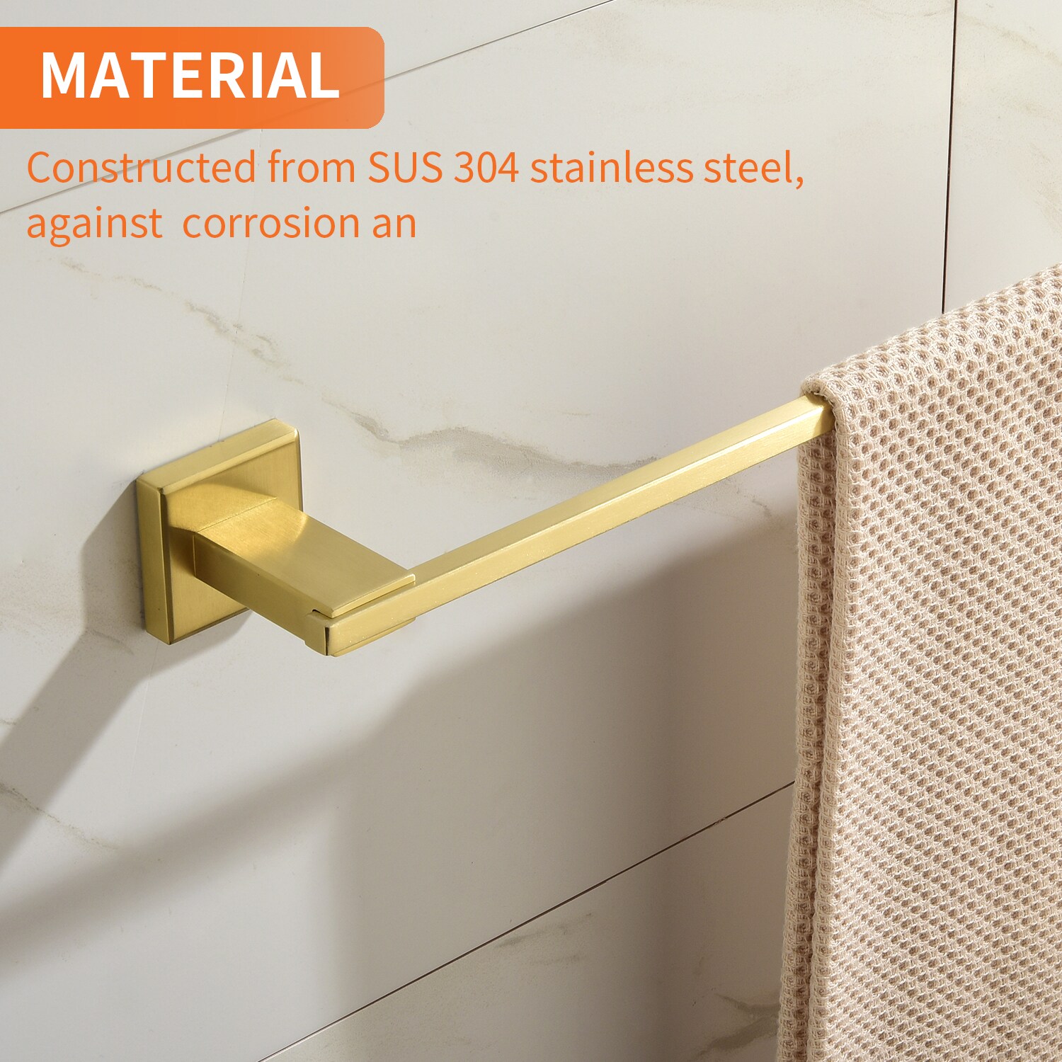 Juego de Accesorios de Baño WELLFOR 4 Piezas en Dorado Cepillado - Incluye Barra de Toalla, Portarrollos, Anillo de Toalla y Gancho para Batas