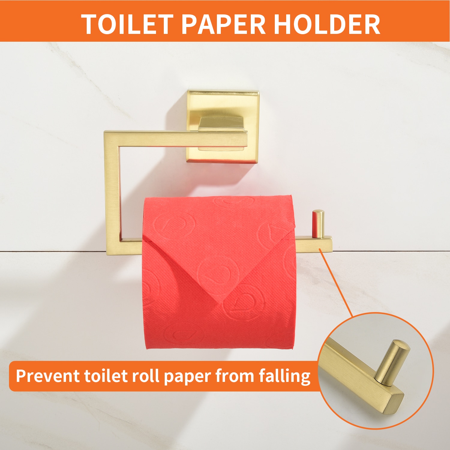 Juego de Accesorios de Baño WELLFOR 4 Piezas en Dorado Cepillado - Incluye Barra de Toalla, Portarrollos, Anillo de Toalla y Gancho para Batas