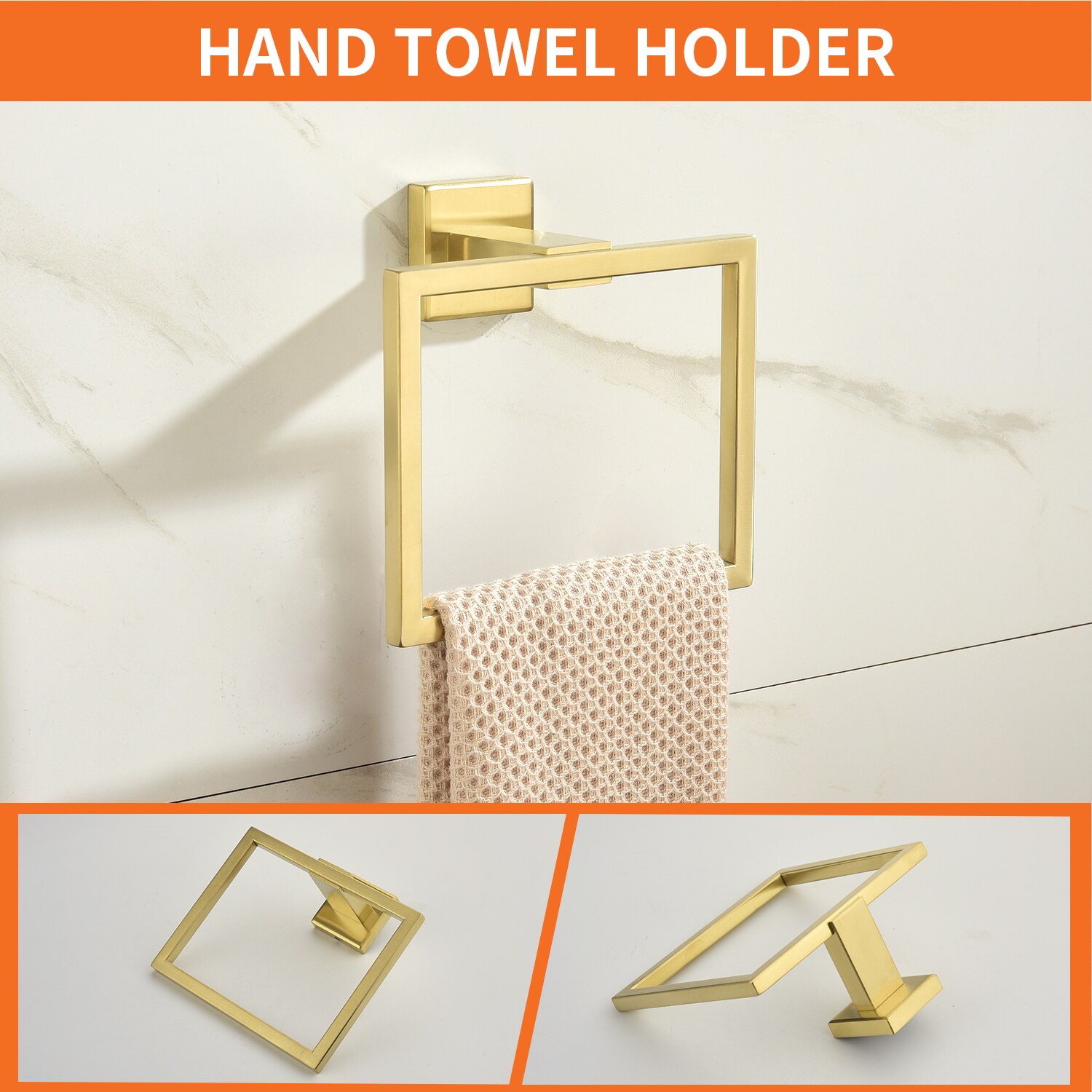 Juego de Accesorios de Baño WELLFOR 4 Piezas en Dorado Cepillado - Incluye Barra de Toalla, Portarrollos, Anillo de Toalla y Gancho para Batas