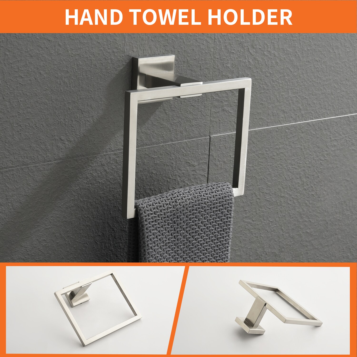 Juego de Accesorios para Baño de 4 Piezas en Níquel Cepillado- Barra de Toallas, Portarrollos, Anillo para Toallas, Gancho para Batas Incluido