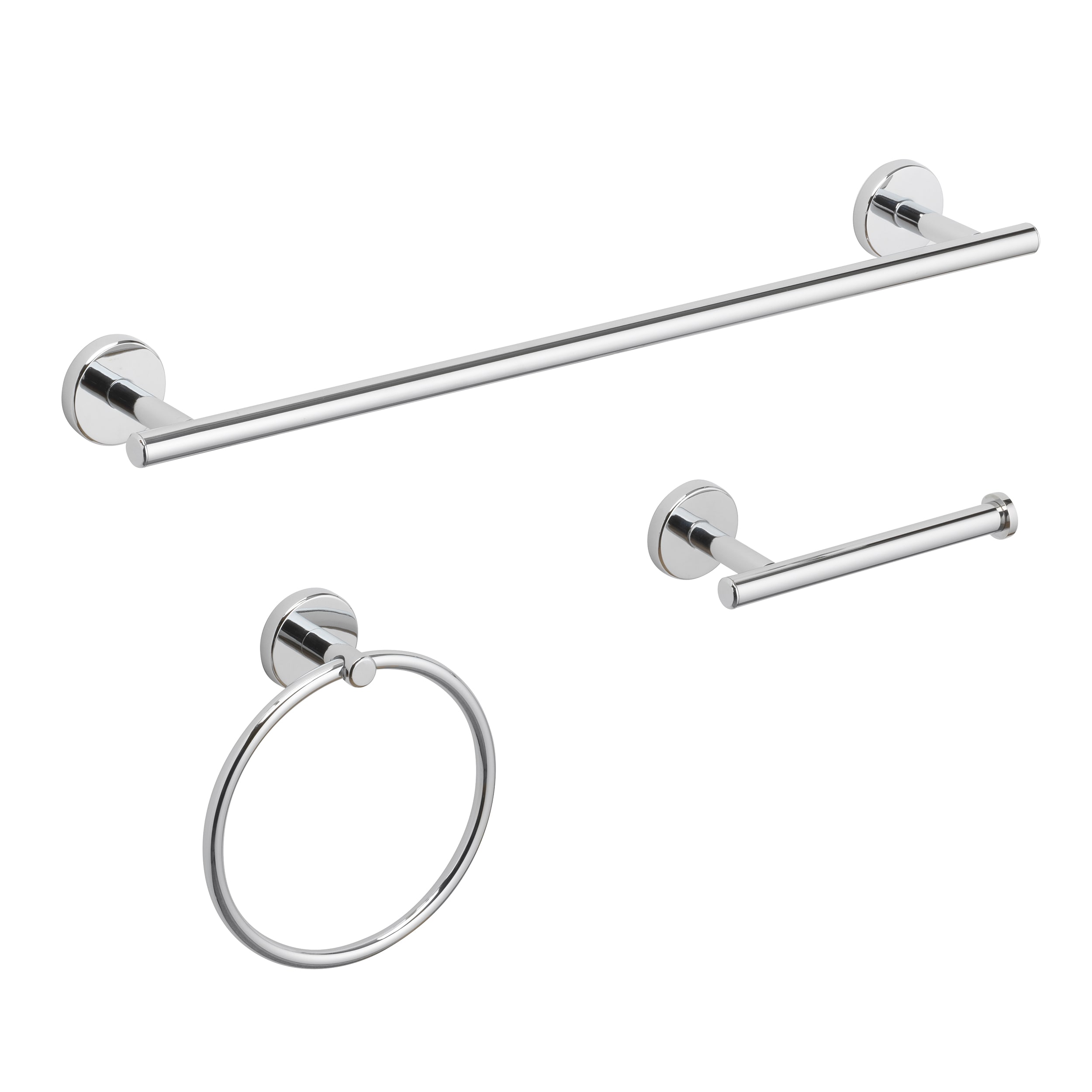 Juego de Accesorios Decorativos para Baño de 3 Piezas en Cromo Pulido Harlow por allen + roth - Barra para Toallas, Porta Papel Higiénico, Argolla para Toallas, Incluidos 167-HAR3KT-ARCH