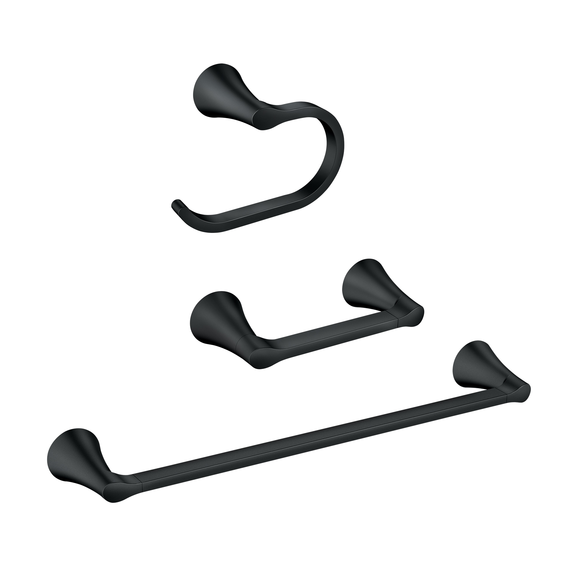 Juego de Accesorios de Baño Graeden en Negro Mate de 3 Piezas de Moen: Barra de Toalla, Porta Papel Higiénico, Argolla de Toalla, Incluido Y0993BL