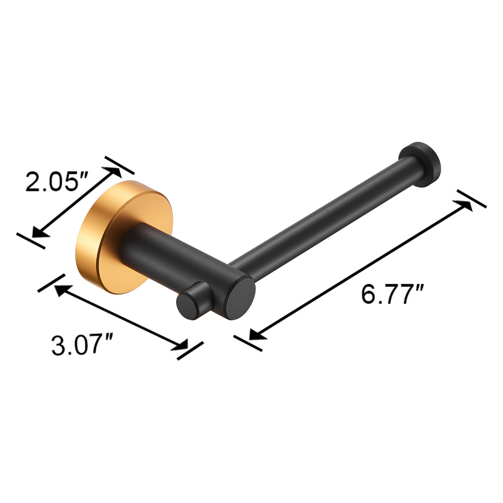 Juego de accesorios decorativos para baño en dorado y negro de 3 piezas de Nestfair: Barra para toallas, porta rollo de papel higiénico y argolla para toallas. Incluye SX-DR3016.