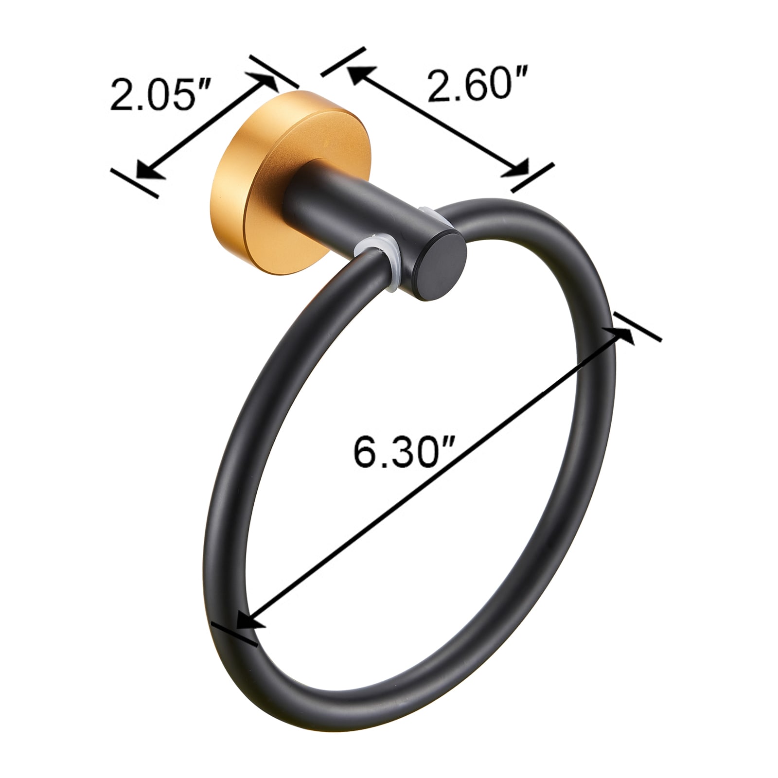 Juego de accesorios decorativos para baño en dorado y negro de 3 piezas de Nestfair: Barra para toallas, porta rollo de papel higiénico y argolla para toallas. Incluye SX-DR3016.