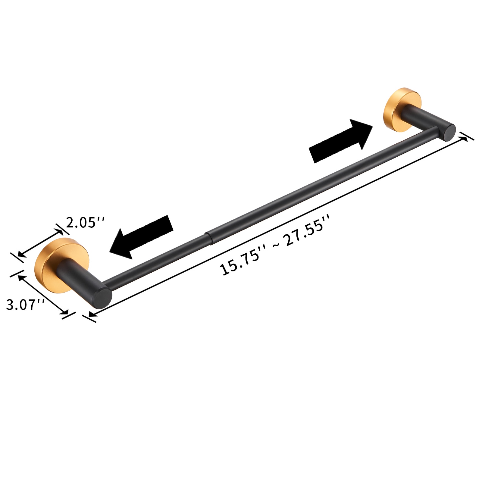 Juego de accesorios decorativos para baño en dorado y negro de 3 piezas de Nestfair: Barra para toallas, porta rollo de papel higiénico y argolla para toallas. Incluye SX-DR3016.