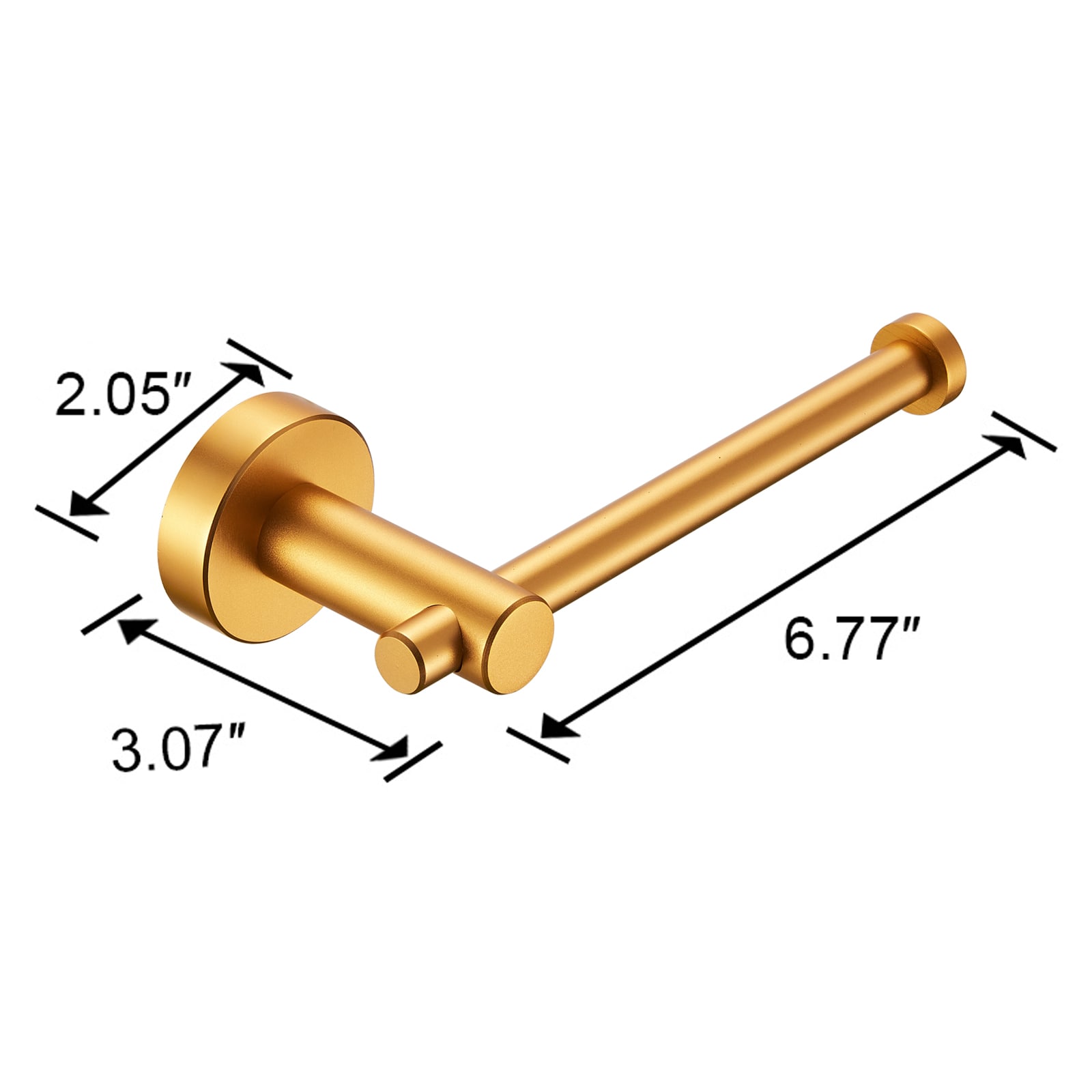 Set de accesorios de baño decorativos en color oro cepillado de 3 piezas de Nestfair: barra de toalla, porta papel higiénico y argolla para toalla. Incluye el modelo SX-DR3014.