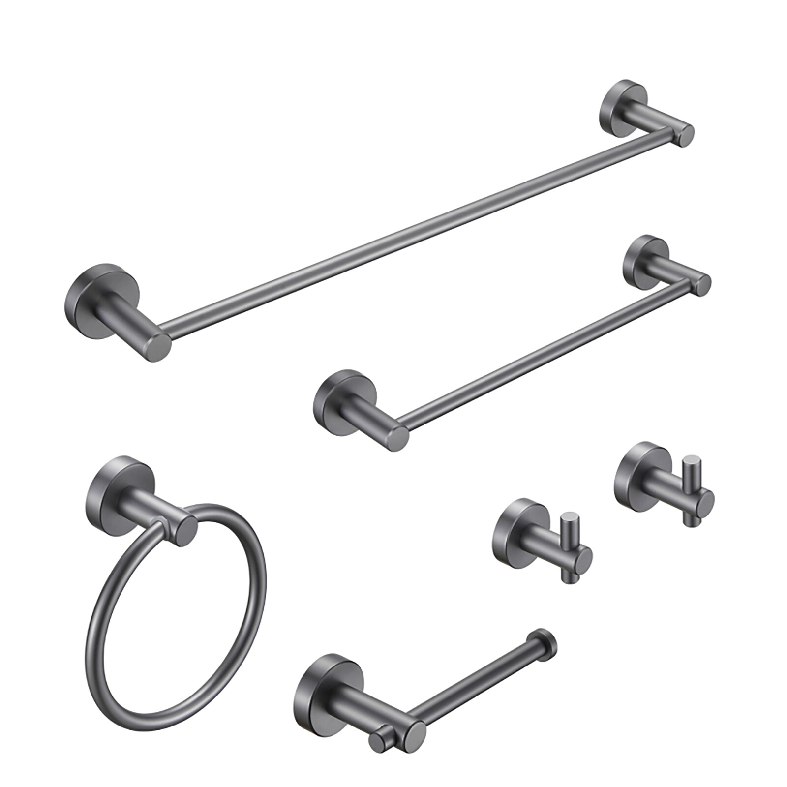 Juego de accesorios para baño decorativos gris de 6 piezas Nestfair - Barra de toalla, porta papel higiénico, argolla de toalla, gancho para batas incluidos SX-DR6015