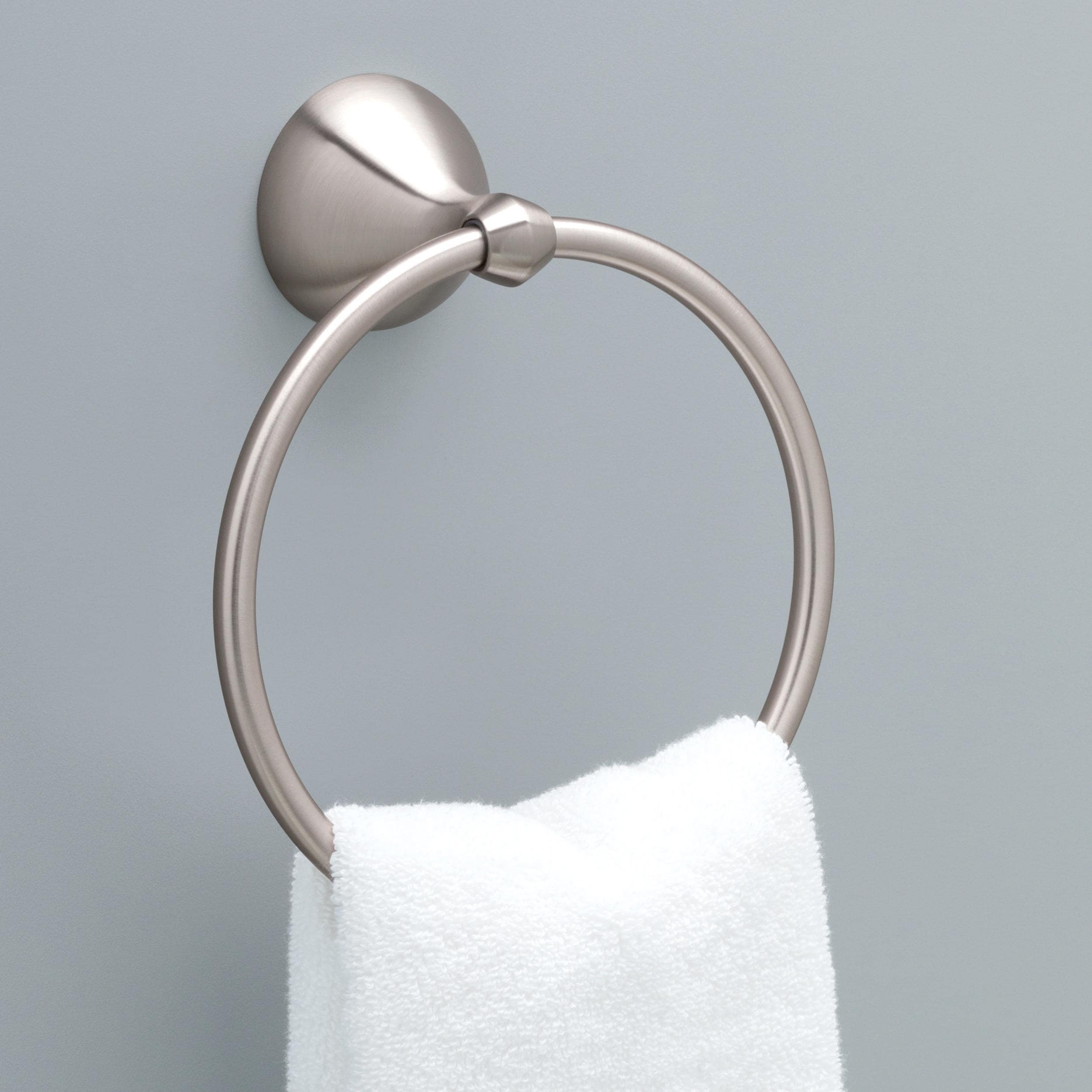 Juego de Hardware Decorativo para Baño de 3 Piezas en Acabado Níquel Cepillado Delta, Incluye Barra de Toalla, Porta Papel de Baño y Argolla para Toalla con Protector de Manchas (FNDS63-BN)