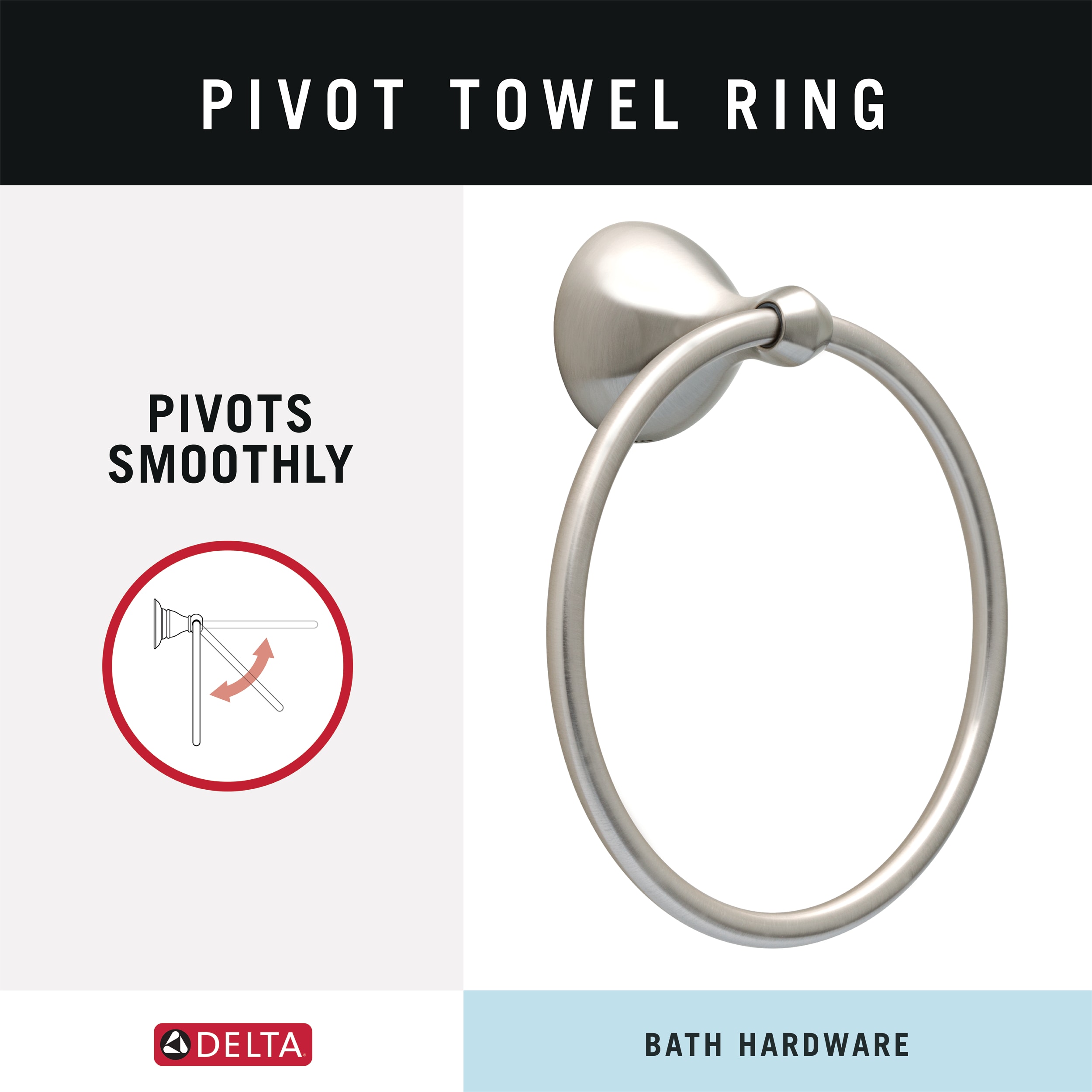 Juego de Hardware Decorativo para Baño de 3 Piezas en Acabado Níquel Cepillado Delta, Incluye Barra de Toalla, Porta Papel de Baño y Argolla para Toalla con Protector de Manchas (FNDS63-BN)