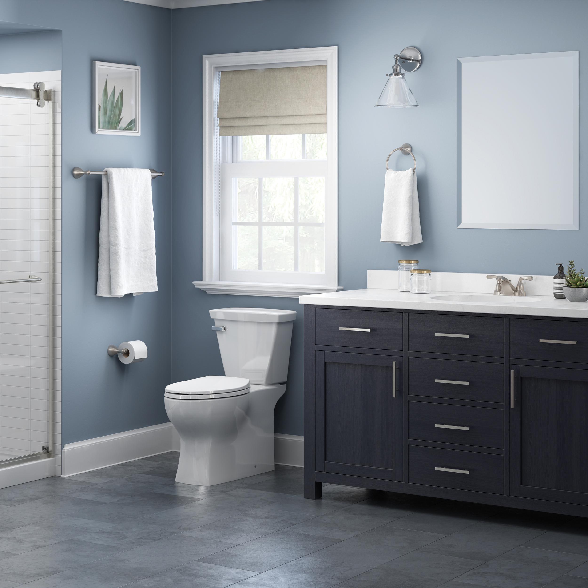 Juego de Hardware Decorativo para Baño de 3 Piezas en Acabado Níquel Cepillado Delta, Incluye Barra de Toalla, Porta Papel de Baño y Argolla para Toalla con Protector de Manchas (FNDS63-BN)