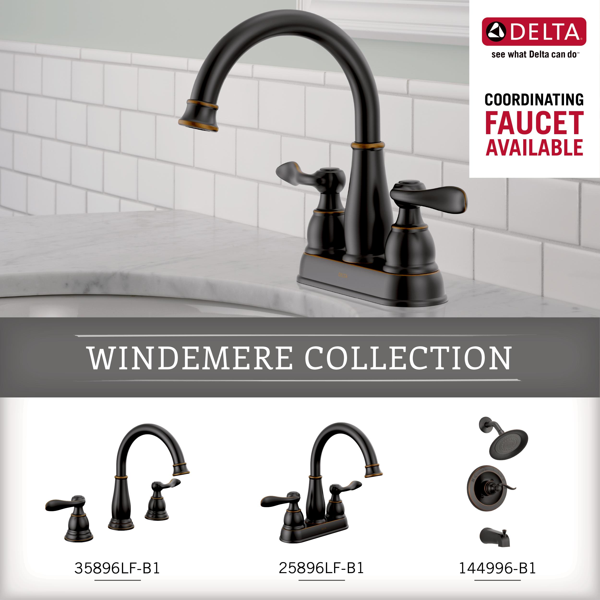 Juego de Accesorios para Baño Decorativos en Bronce Frotado con Aceite Delta Windemere de 3 Piezas - Barra para Toallas, Porta Rollos de Papel Higiénico y Argolla para Toallas incluidos WIN63-OB-R