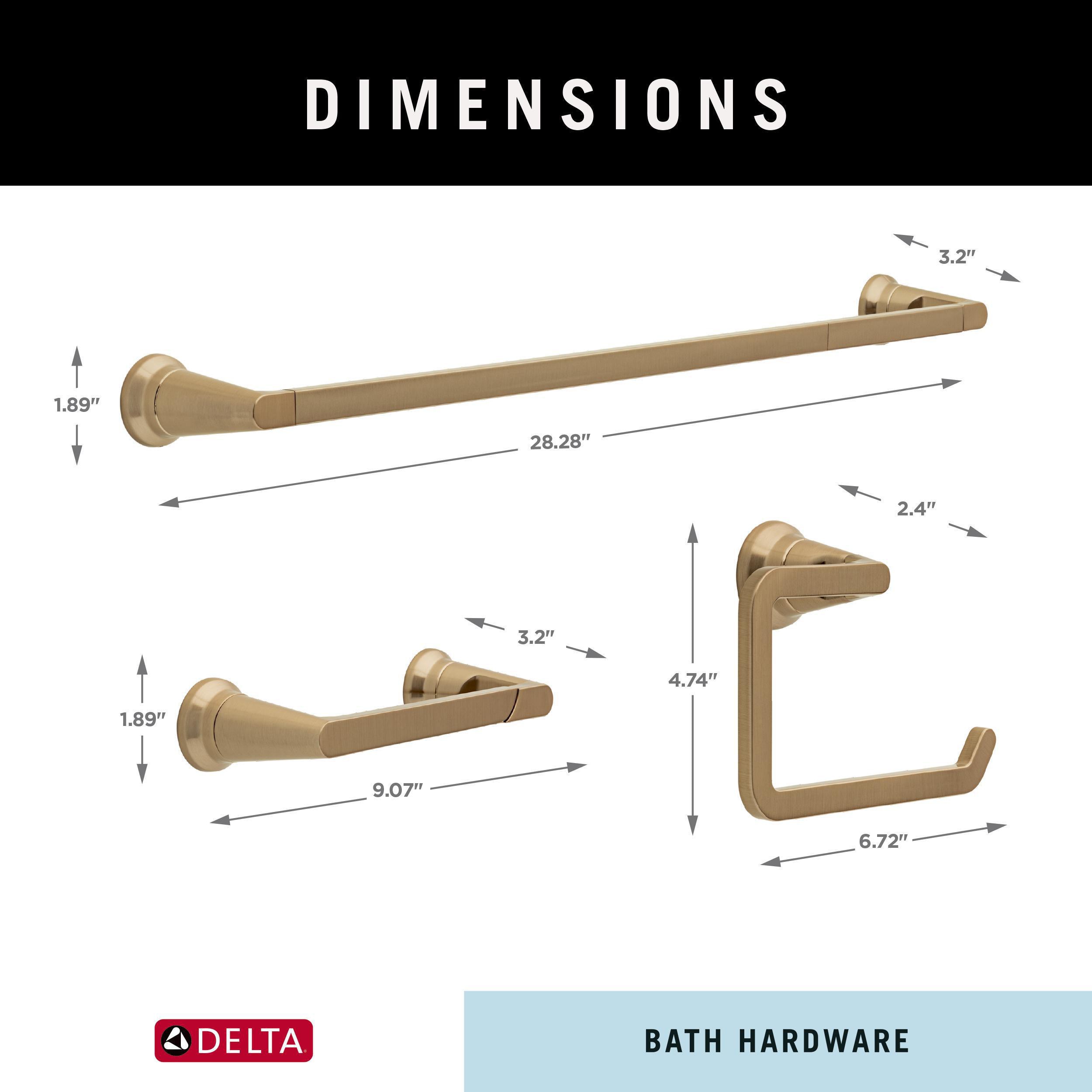 Juego de accesorios de baño decorativos en bronce color champán de 3 piezas Delta Sparrow: barra de toalla, portarrollos y argolla para toalla, incluidos SPR63-CZ.