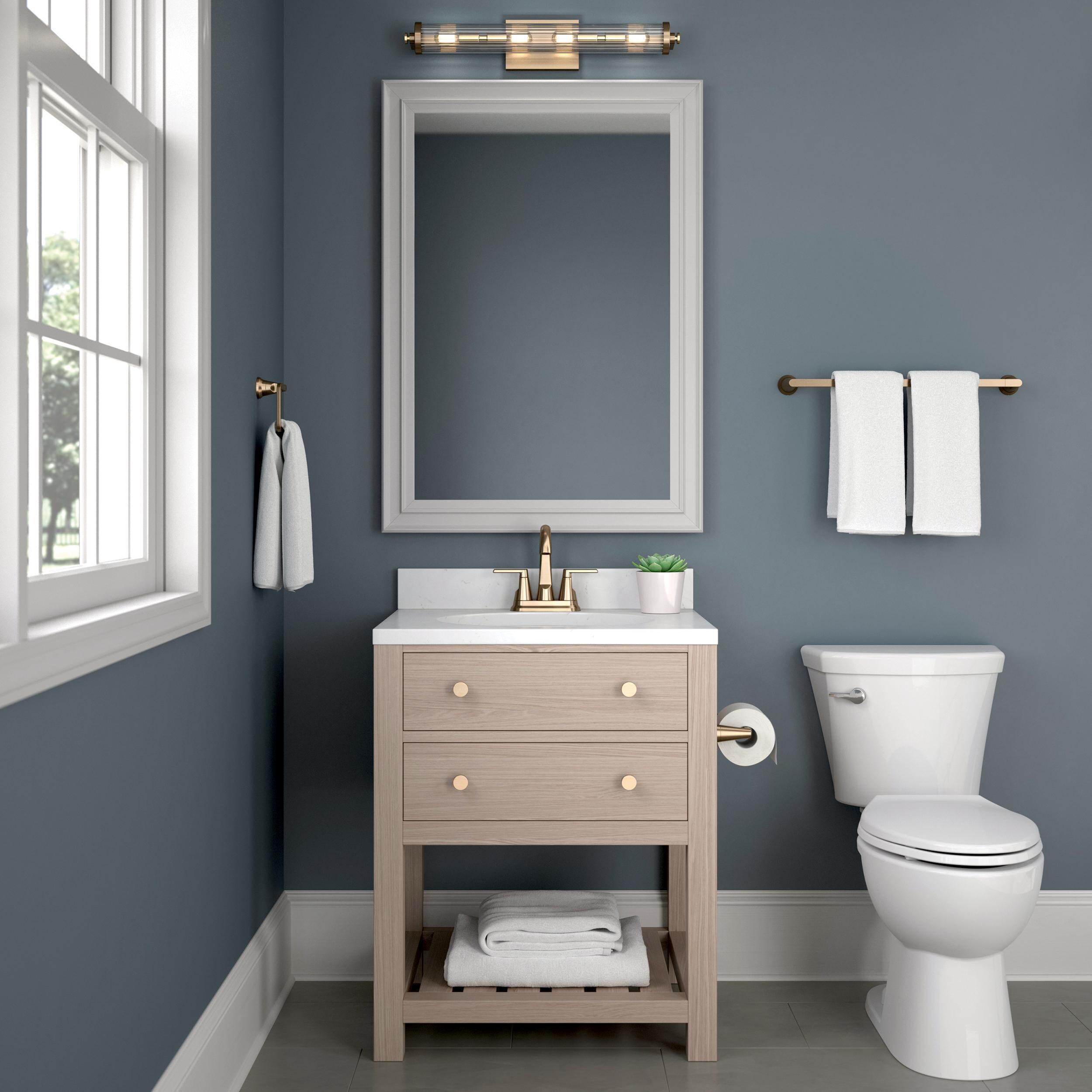 Juego de accesorios de baño decorativos en bronce color champán de 3 piezas Delta Sparrow: barra de toalla, portarrollos y argolla para toalla, incluidos SPR63-CZ.