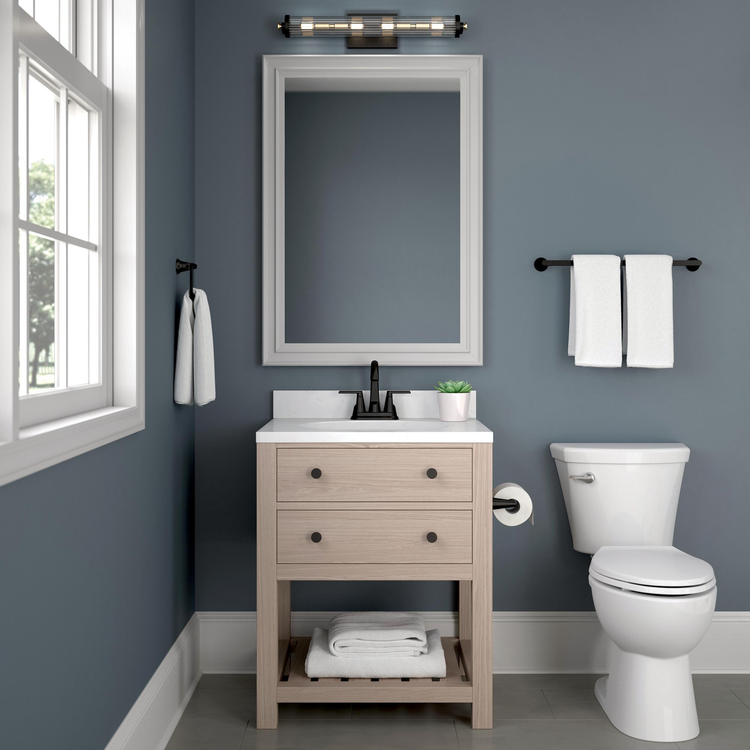 Juego de accesorios de baño decorativos en negro mate "Delta 3-Piezas Gorrión": Barra para toallas, portarrollos de papel higiénico y argolla para toallas (Incluye SPR63-MB)