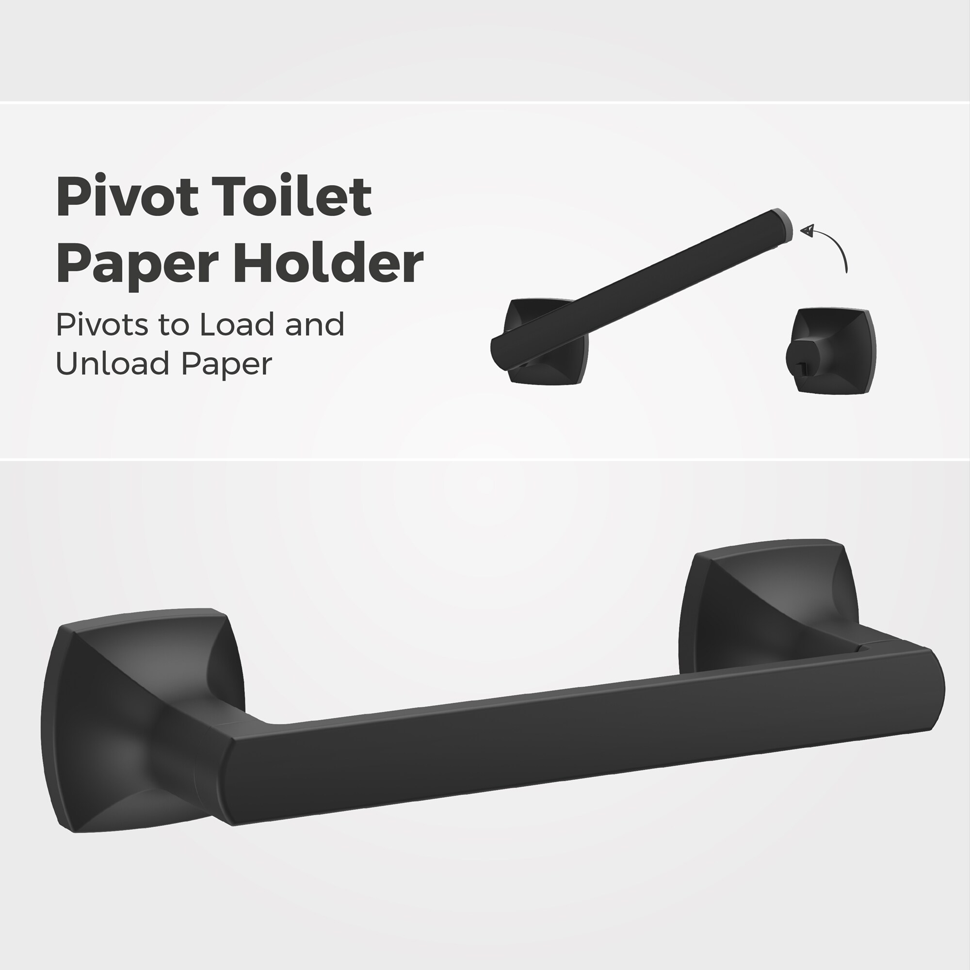 Juego de accesorios de baño decorativos en negro mate de 3 piezas de Pfister: Barra para toallas, porta papel higiénico y argolla para toallas (Incluidos BTB-VRI3B)