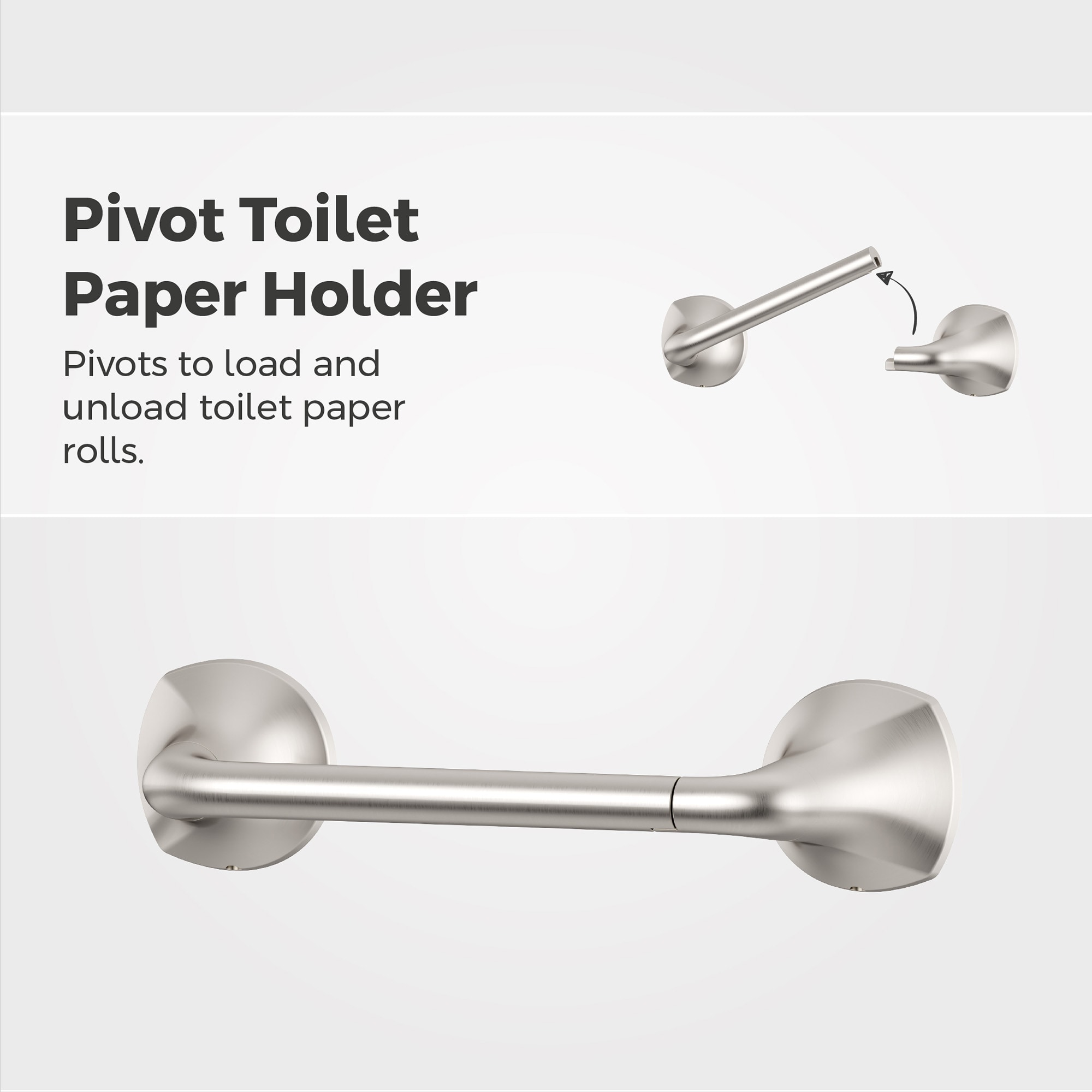 Juego de accesorios decorativos para baño en níquel cepillado Rancho de 3 piezas de Pfister: Barra para toalla, portarrollos de papel higiénico y argolla para toalla incluidos BTB-RCH3GS.