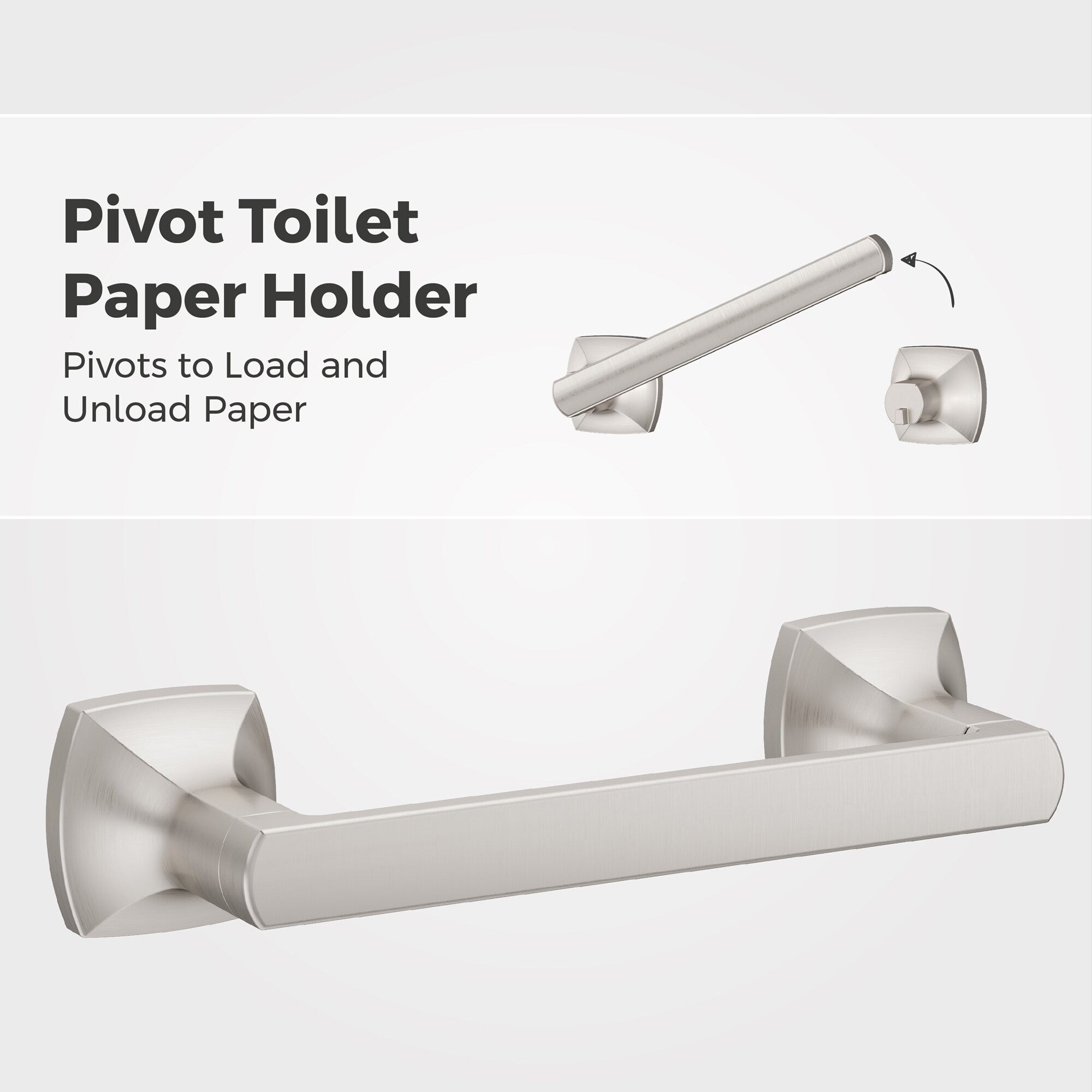 Juego de Accesorios de Baño Decorativos con Acabado en Níquel Cepillado y Protección contra Manchas Pfister de 3 Piezas: Barra de Toallas, Porta Papel Higiénico y Anillo de Toallas. Incluidos BTB-VRI3GS.