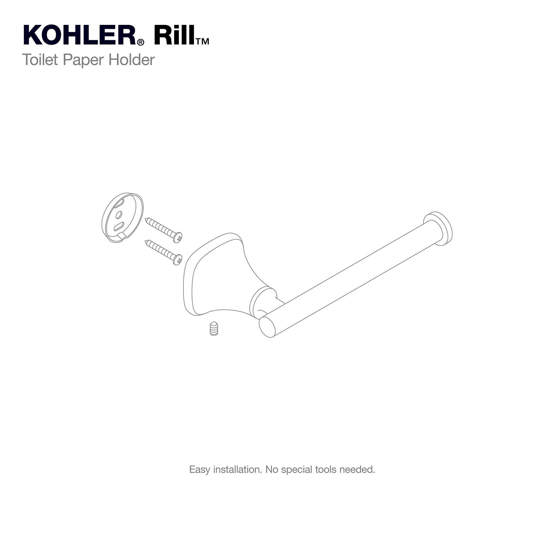 Juego de accesorios de baño decorativos en negro mate KOHLER de 3 piezas: barra de toalla, portarrollos y argolla para toalla (incluidos R28014-BL)