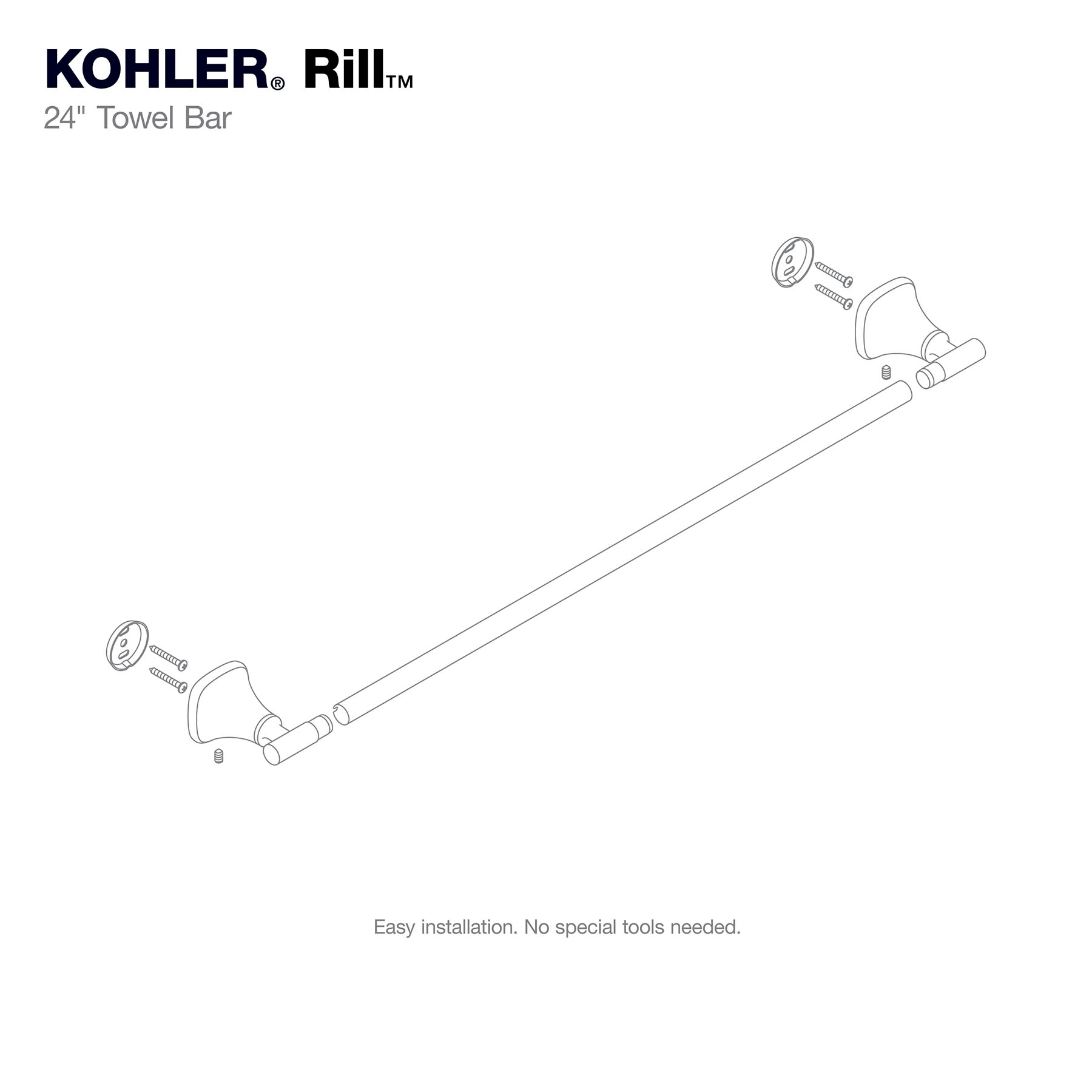 Juego de accesorios de baño decorativos en negro mate KOHLER de 3 piezas: barra de toalla, portarrollos y argolla para toalla (incluidos R28014-BL)