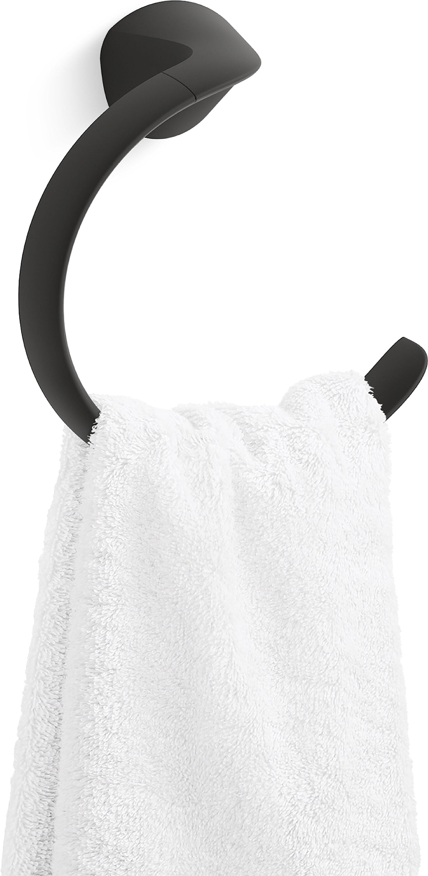 Juego de Accesorios Decorativos para Baño en Negro Mate de 3 Piezas de KOHLER: Barra de Toalla, Portarrollos de Papel Higiénico y Argolla para Toalla Incluidos (R31186-BL)