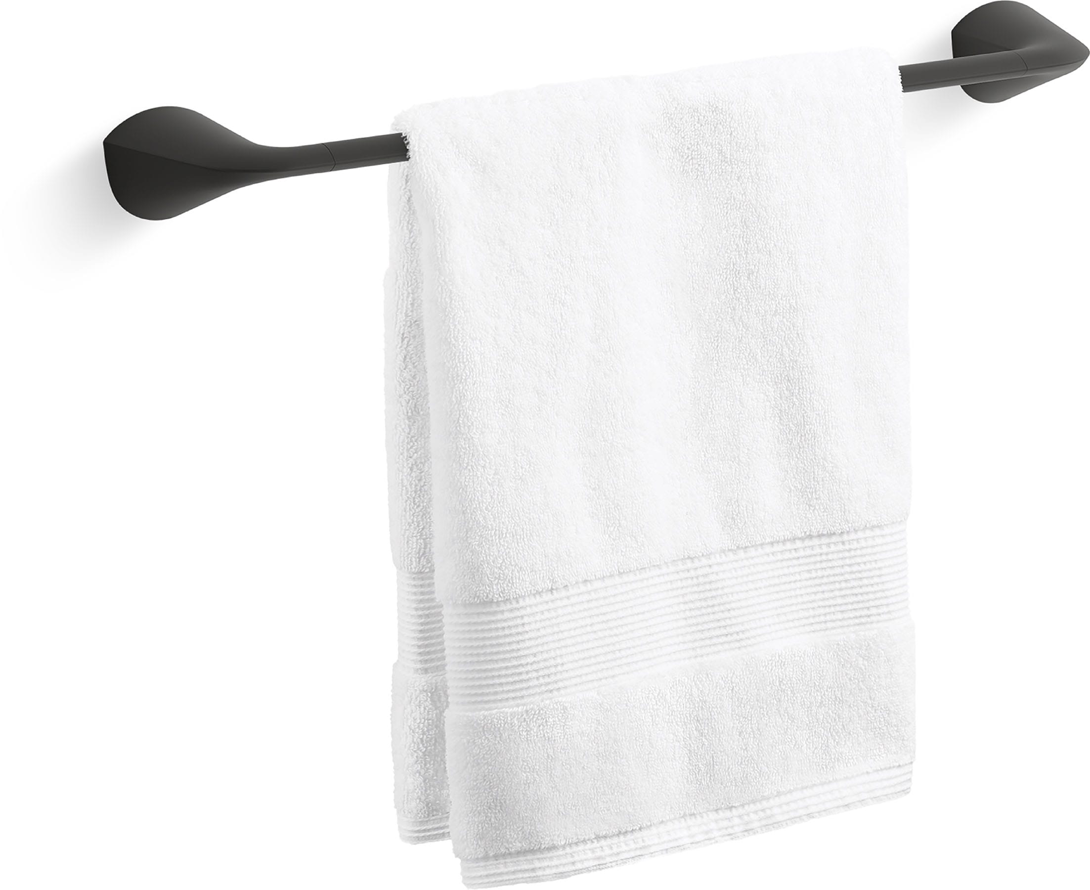 Juego de Accesorios Decorativos para Baño en Negro Mate de 3 Piezas de KOHLER: Barra de Toalla, Portarrollos de Papel Higiénico y Argolla para Toalla Incluidos (R31186-BL)