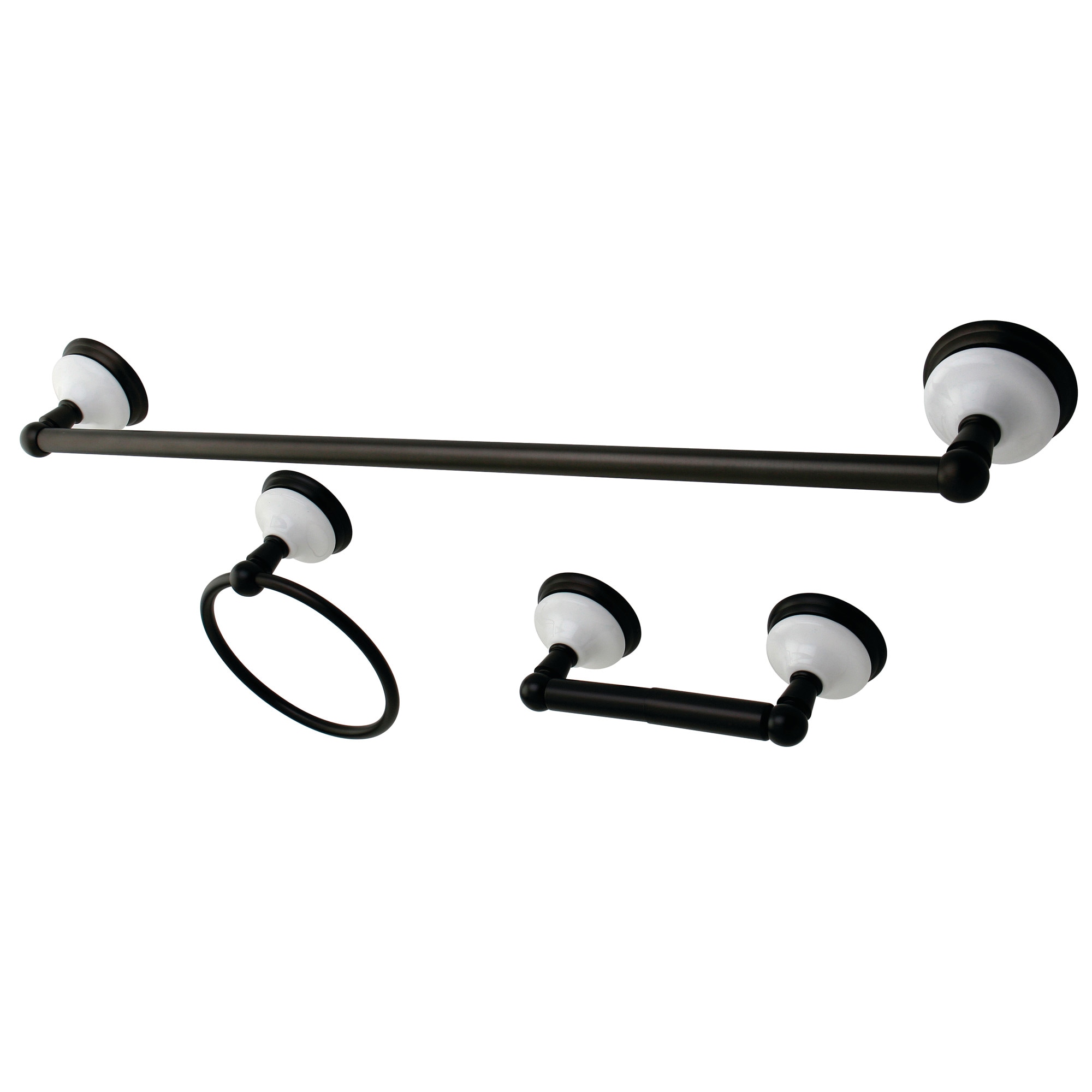 Juego de accesorios de baño decorativos estilo victoriano de 3 piezas en bronce aceitado - Barra de toallas, portarrollos de papel higiénico, argolla de toallas incluidos.