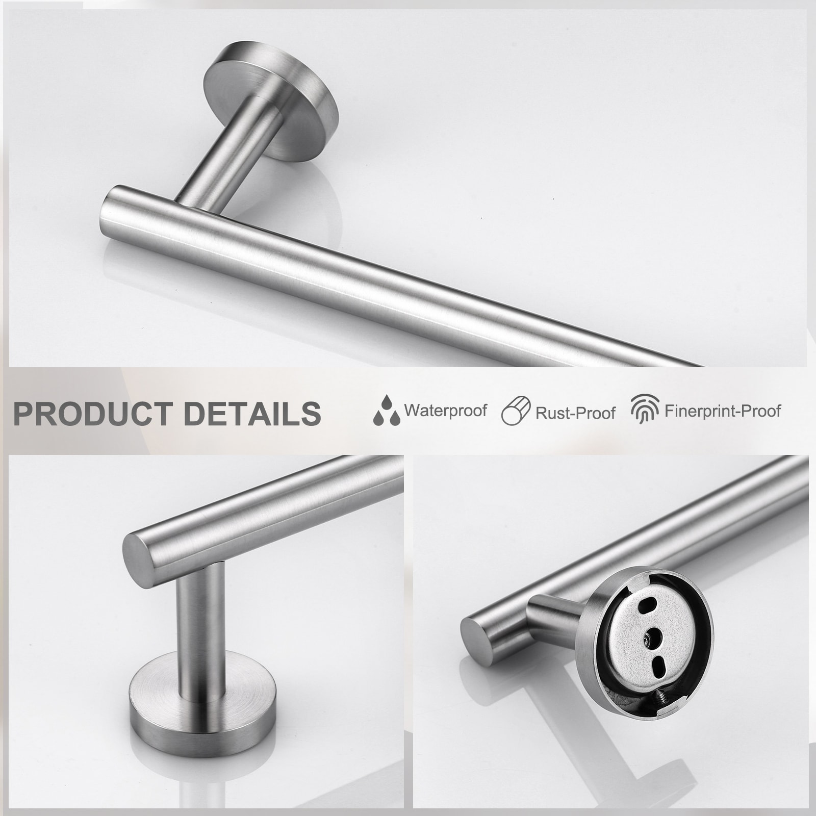 Juego de accesorios de baño decorativos de 3 piezas en níquel cepillado - Barra para toallas, porta papel higiénico y gancho para batas incluidos WOWOW 410013-LW