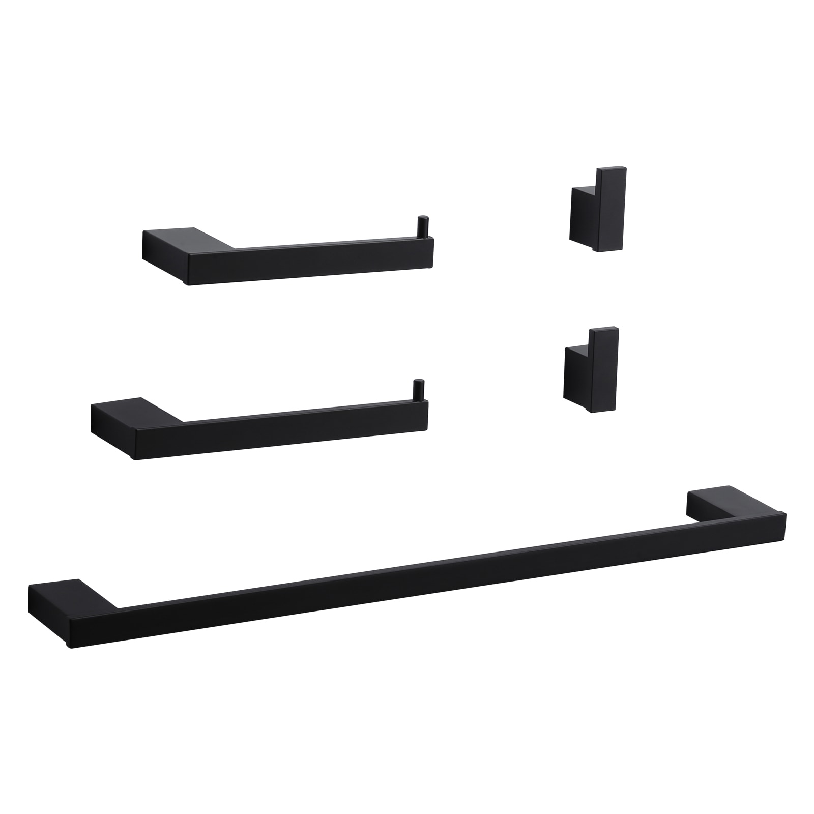 Juego de accesorios para baño decorativos de 5 piezas en color negro - incluye barra de toallas, portarrollos de papel higiénico y gancho para batas WOWOW 410155B-LW