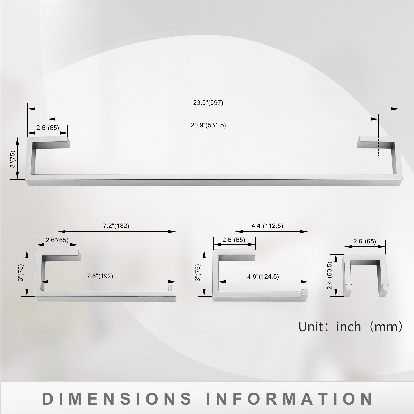 Set de Accesorios para Baño Decorativo de Cromo de 4 Piezas WOWOW - Incluye Barra de Toalla, Portarrollos de Papel Higiénico y Gancho para Batas 410065C-LW