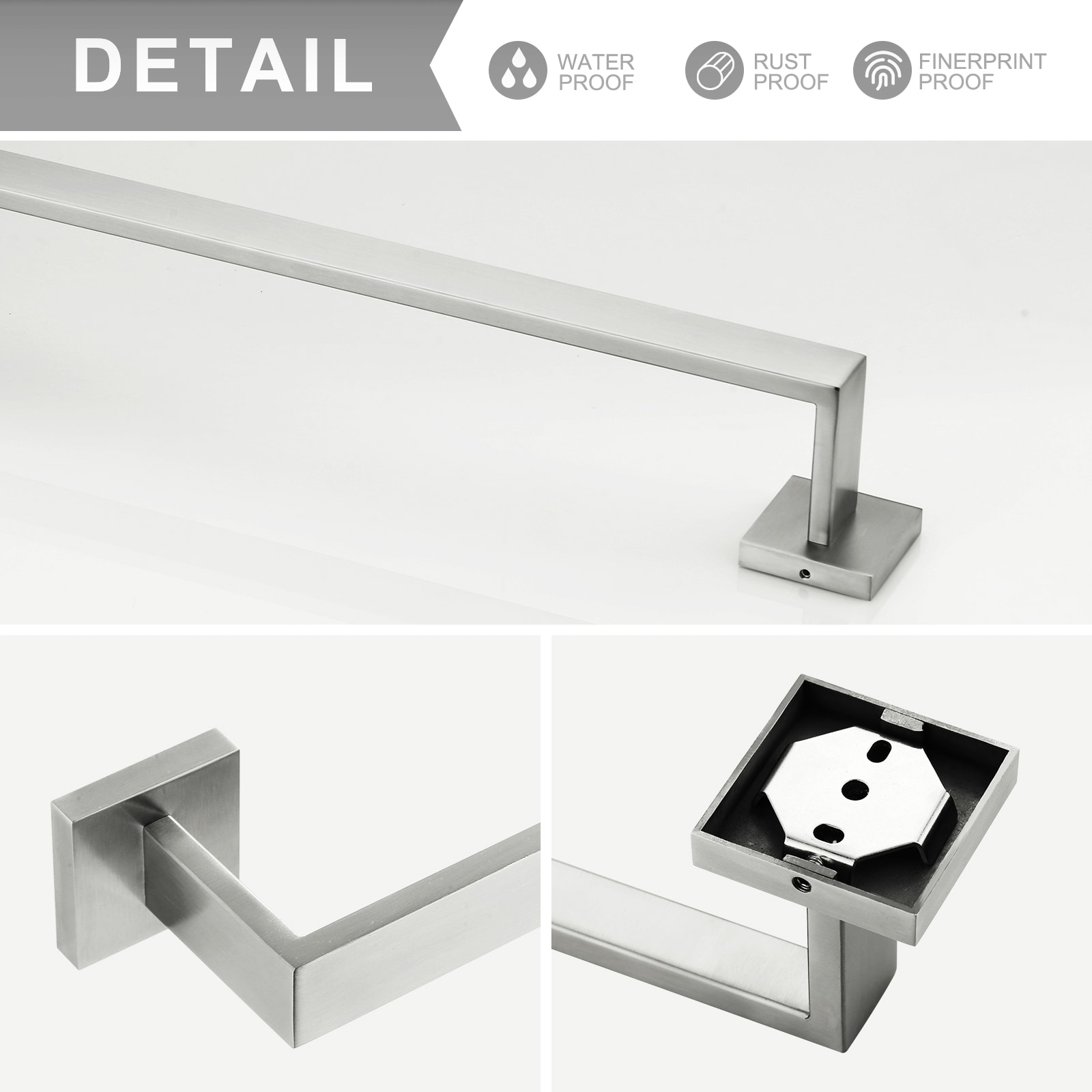 Set de accesorios para baño en níquel cepillado de 4 piezas WOWOW - Barra para toallas, portarrollos, gancho para batas incluido 410094-LW