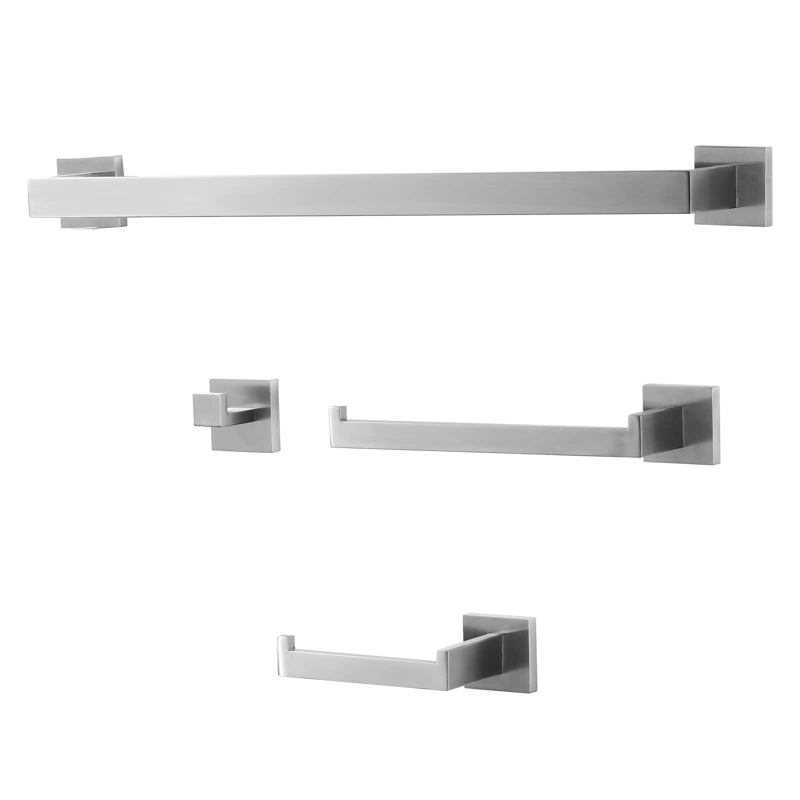 Set de accesorios para baño en níquel cepillado de 4 piezas WOWOW - Barra para toallas, portarrollos, gancho para batas incluido 410094-LW