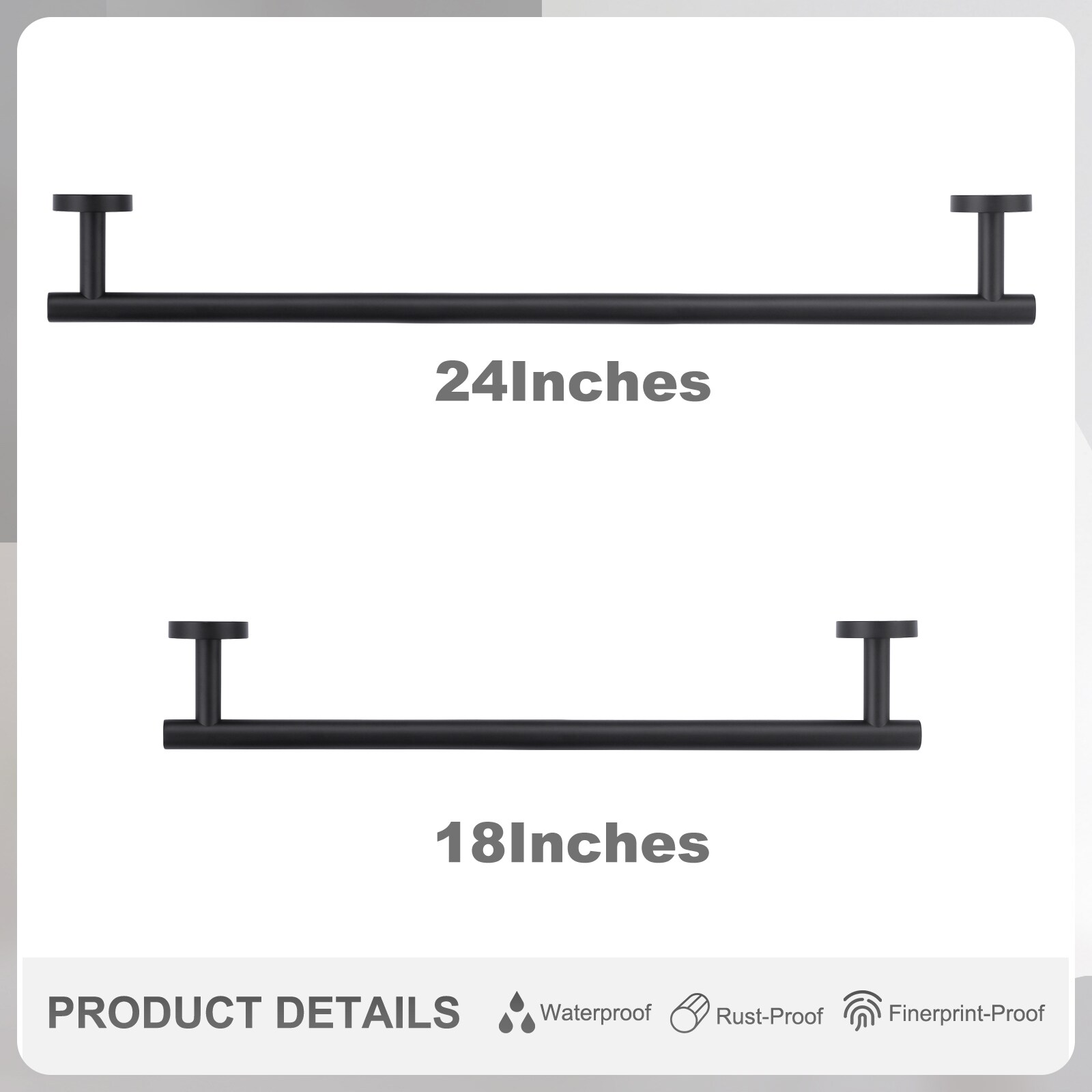 Juego de accesorios de baño decorativos en negro de 6 piezas WOWOW - Incluye barra para toallas, porta papel higiénico, argolla para toallas y gancho para batas 410016B-LW