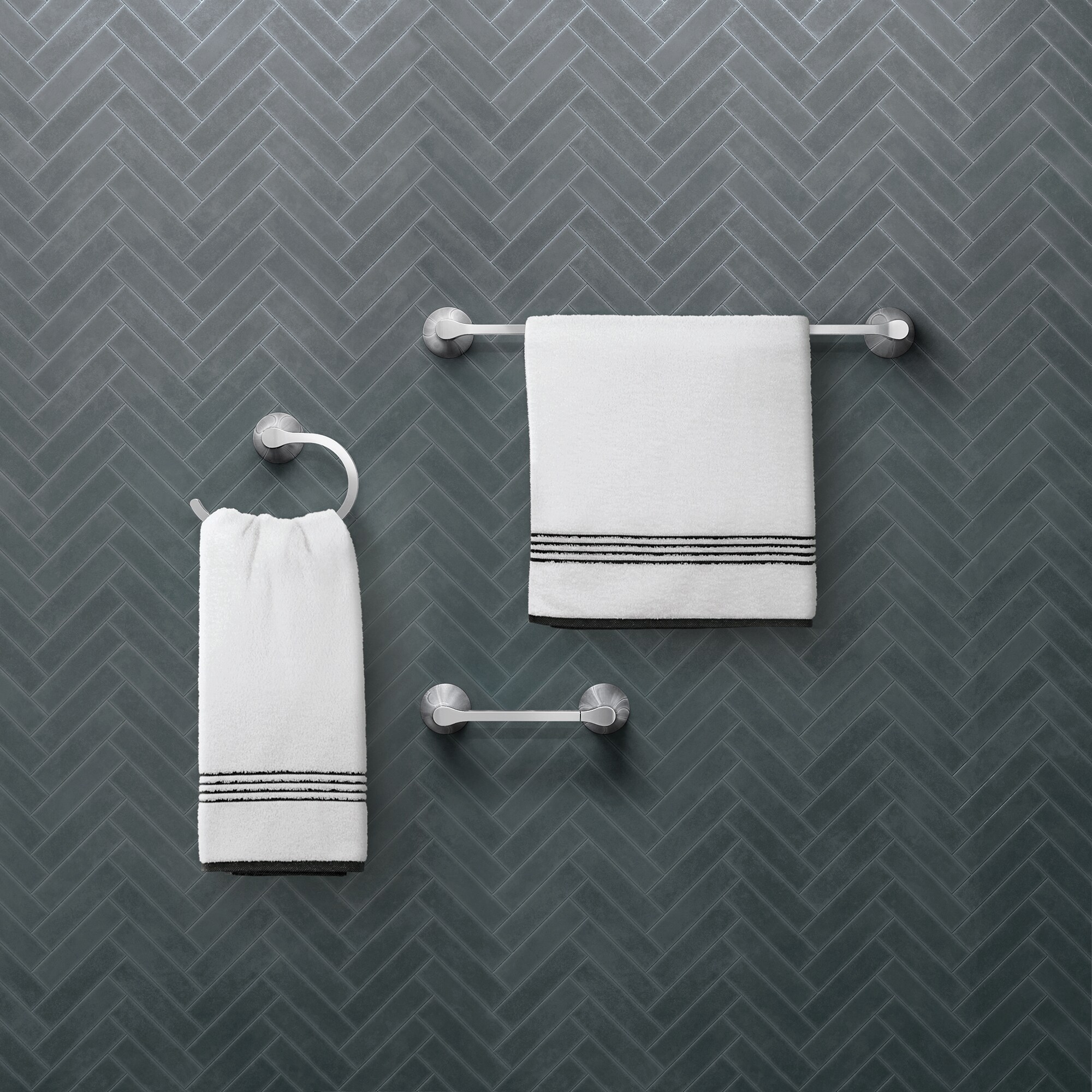 Juego de accesorios decorativos para baño en cromo Moen Graeden de 3 piezas: barra para toallas, portarrollos y gancho para toalla, incluido Y0993CH