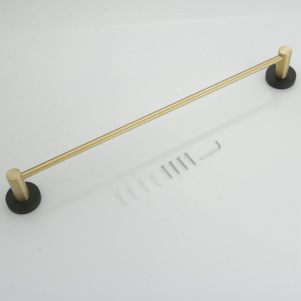 Juego de accesorios para baño decorativo negro y dorado de 5 piezas: barra de toalla, porta papel higiénico y gancho para batas incluidos A-91013-S-GB-1