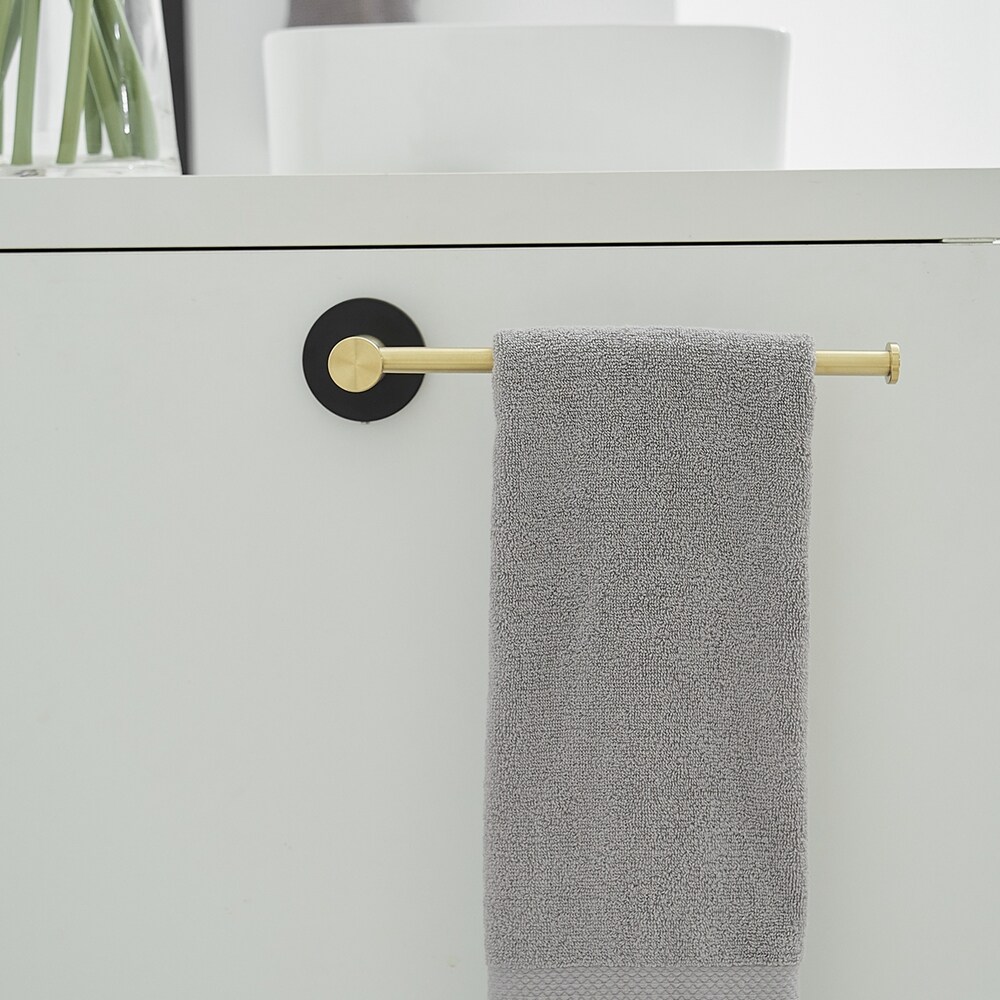 Juego de accesorios para baño decorativo negro y dorado de 5 piezas: barra de toalla, porta papel higiénico y gancho para batas incluidos A-91013-S-GB-1