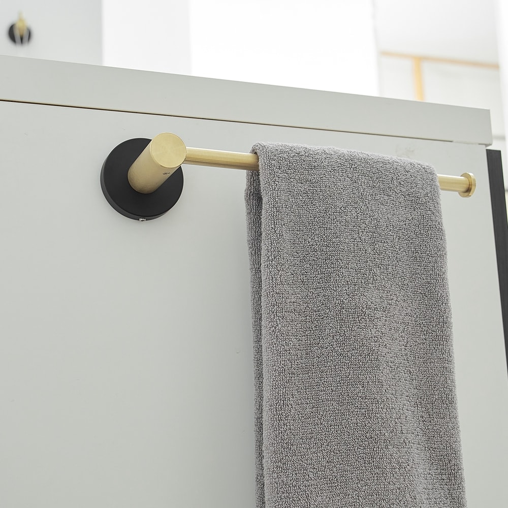 Juego de accesorios para baño decorativo negro y dorado de 5 piezas: barra de toalla, porta papel higiénico y gancho para batas incluidos A-91013-S-GB-1